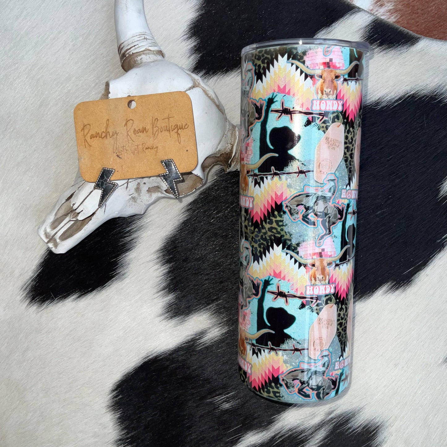 Howdy Aztec Groovy Western Skinny Tumbler