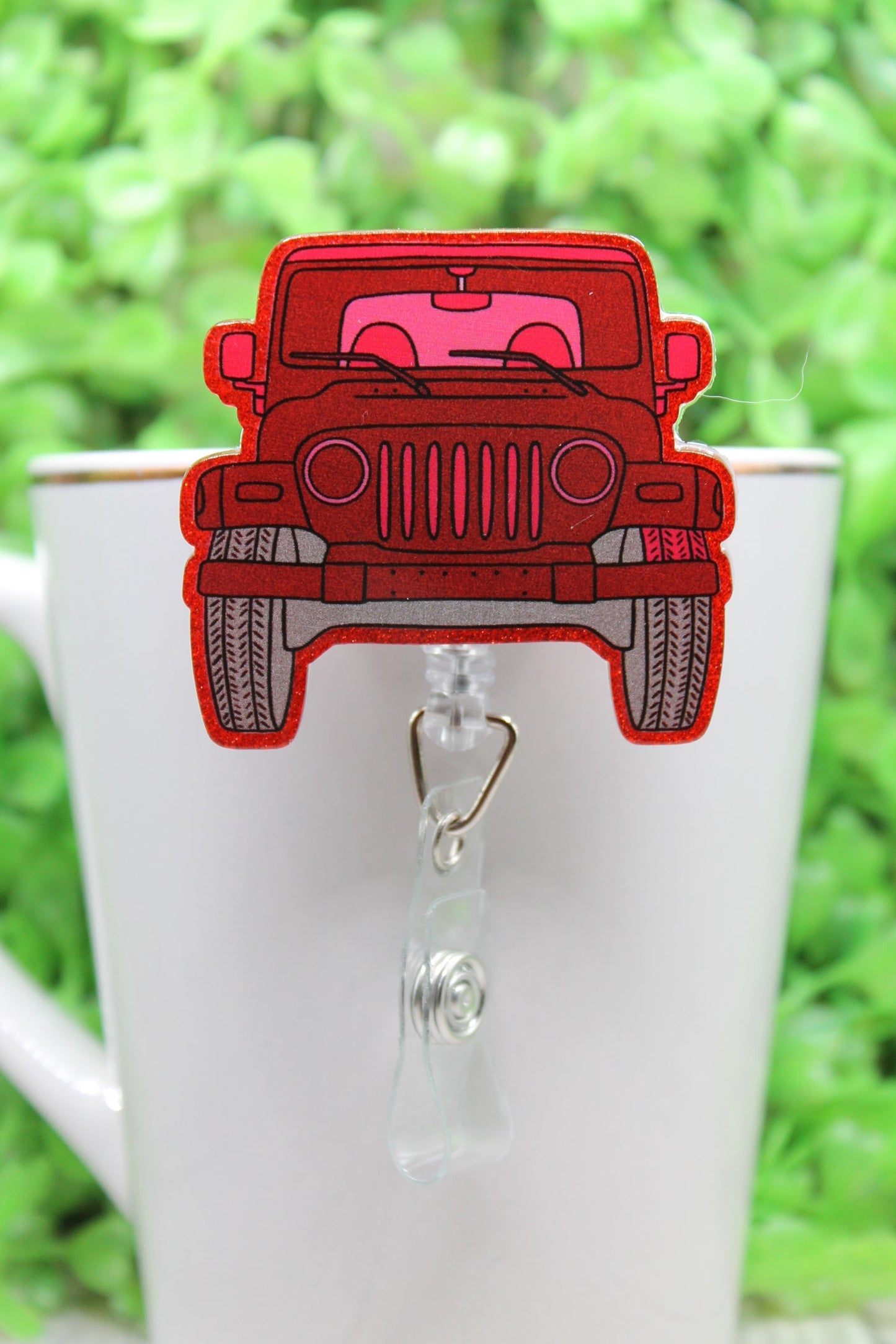 Red Truck JP • Badge/ID Holder with Alligator Clip