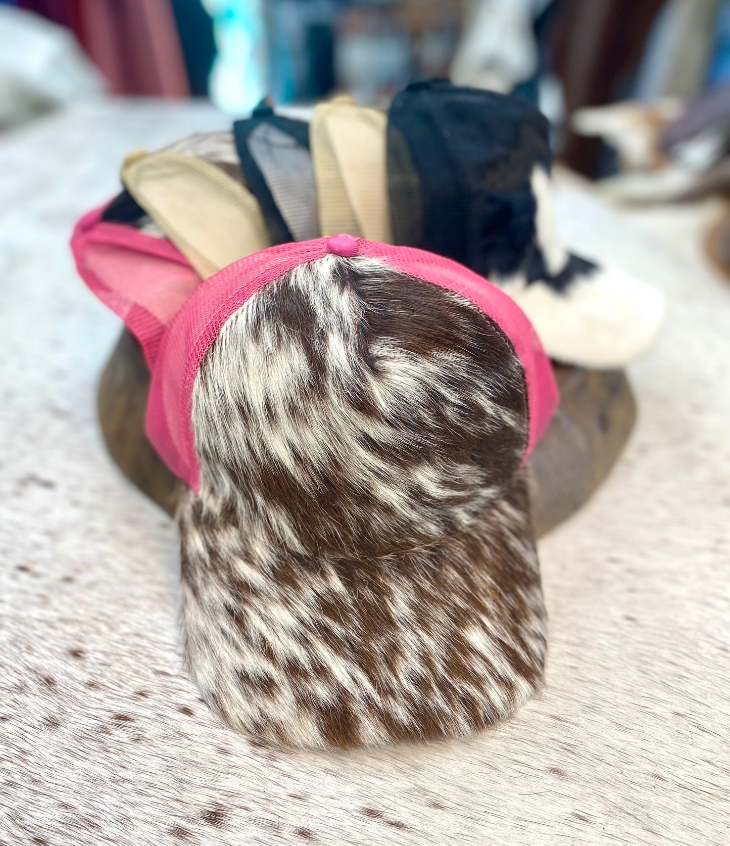 Ponytail Pink Cowhide Cap