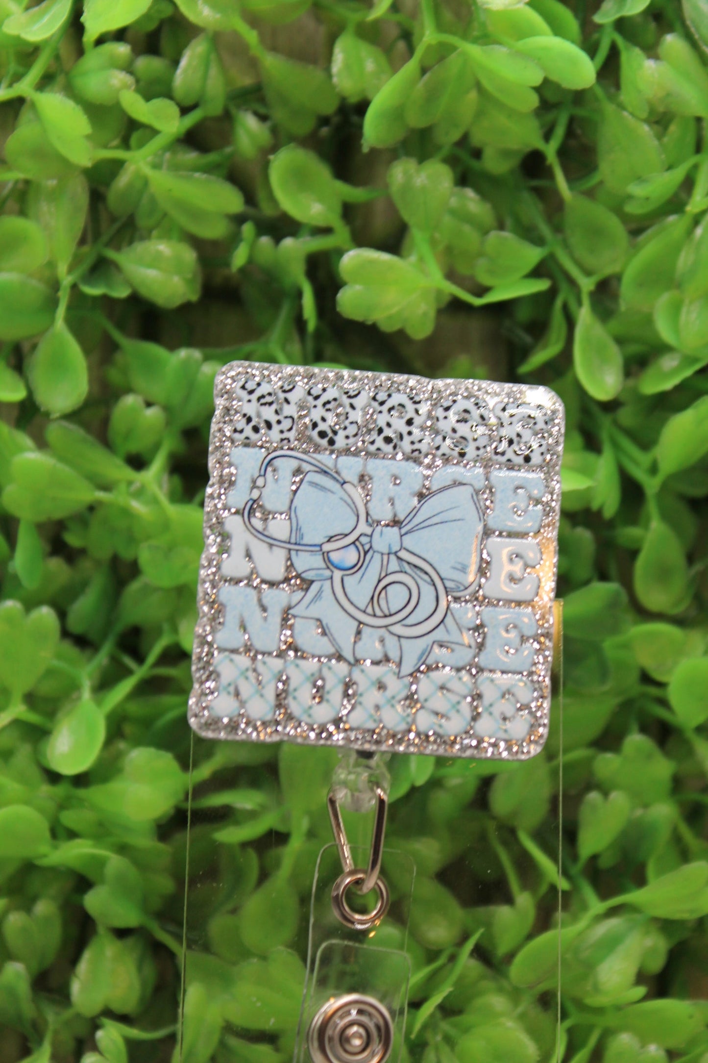 NURSE Repeat Blue & Silver Badge/ID Holder Reel