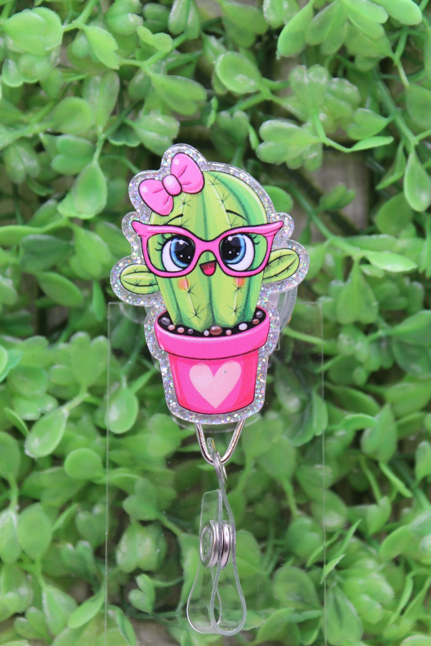 Cactus in Heart Planter Badge/ID Holder Reel