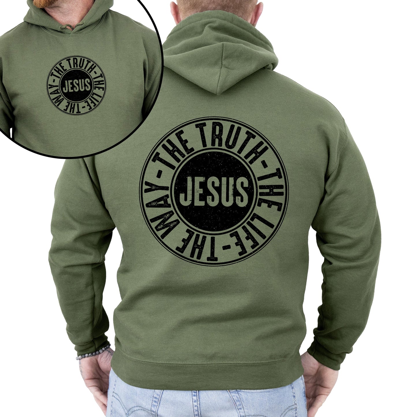 Jesus, The Way, The Truth, The Life, Circle, Christian, Religious, Faith, Gospel Hoodie, Hooded Sweatshirt