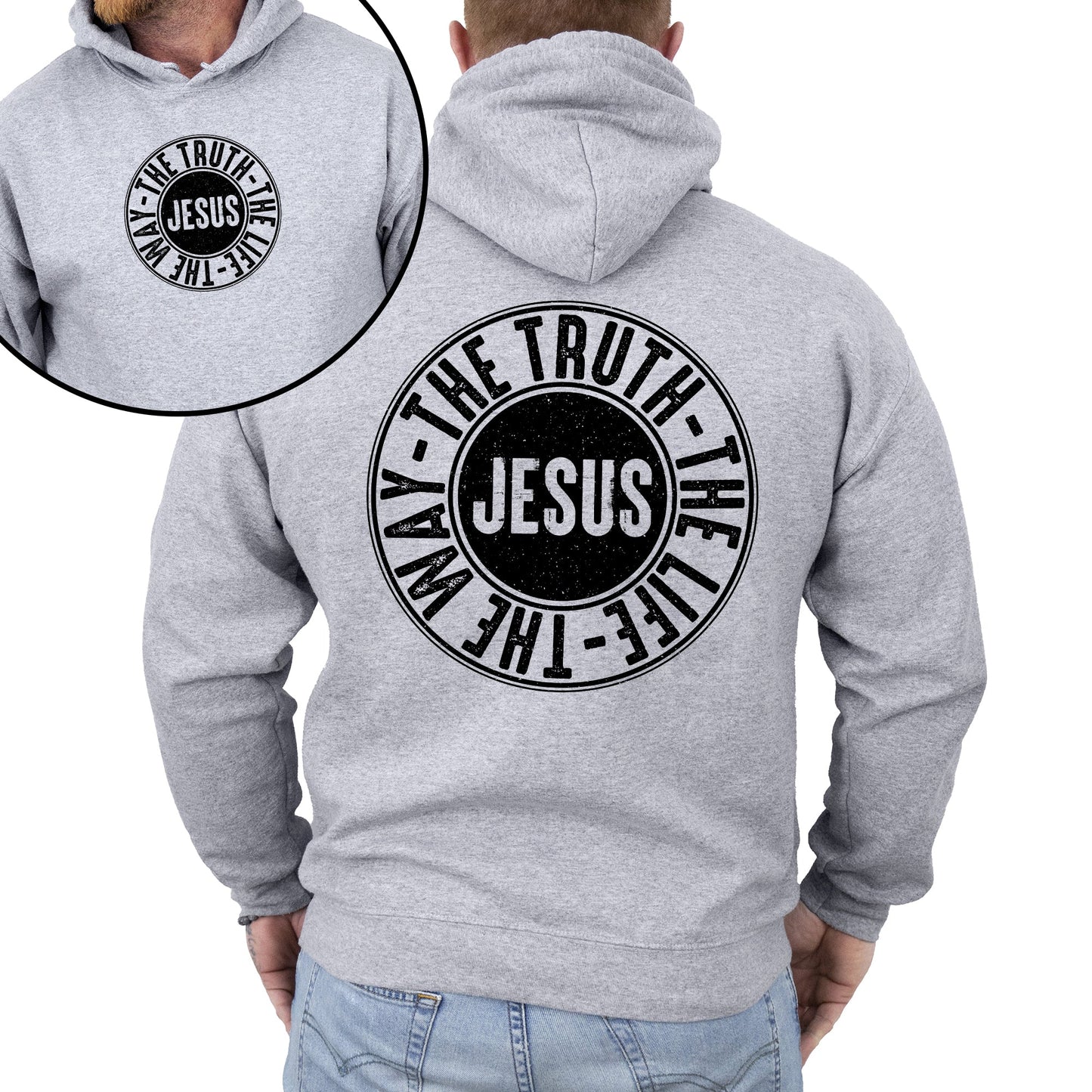 Jesus, The Way, The Truth, The Life, Circle, Christian, Religious, Faith, Gospel Hoodie, Hooded Sweatshirt