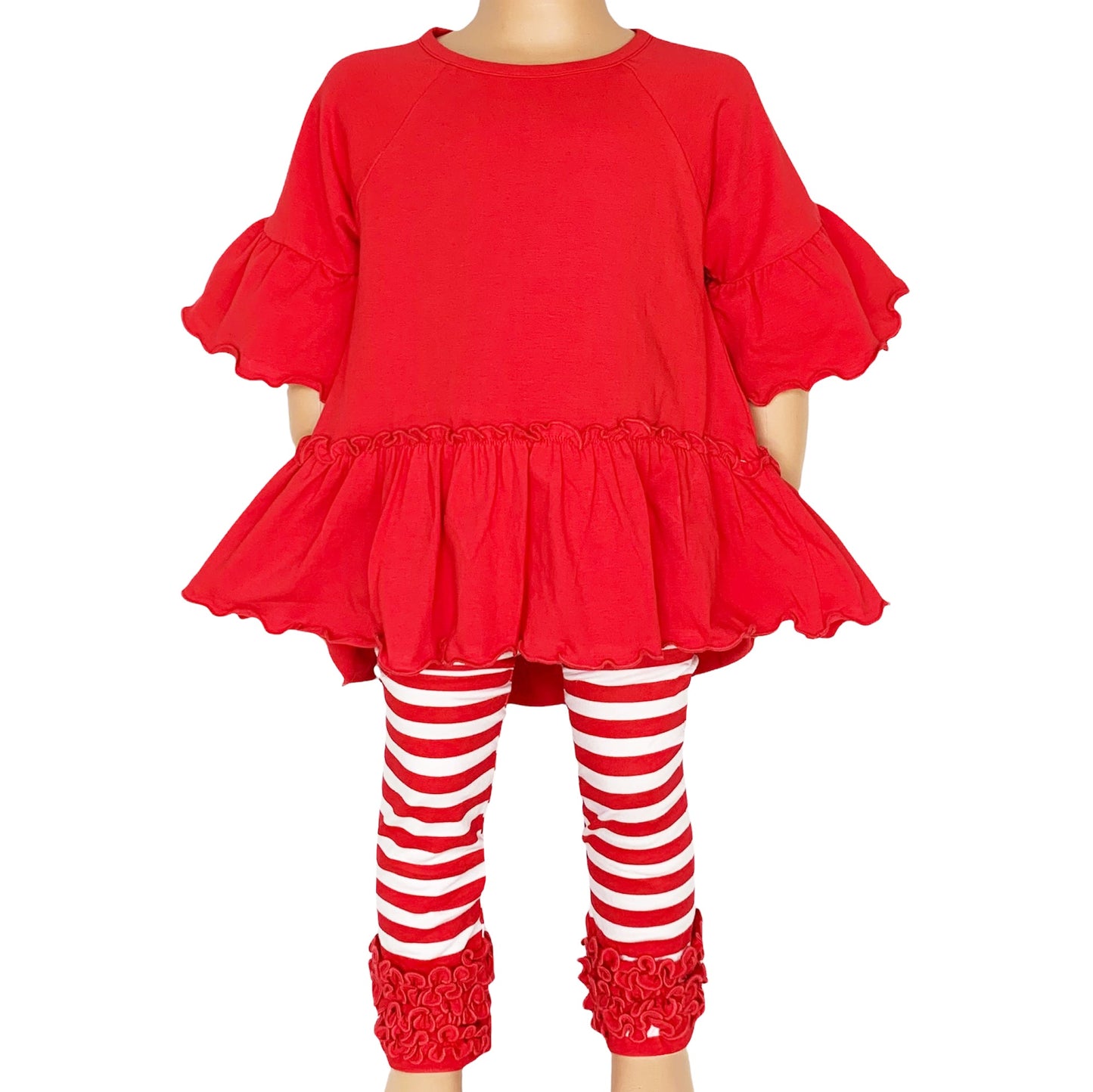 AnnLoren Baby Toddler Big Girls Boutique Red Ruffle Butt Leggings
