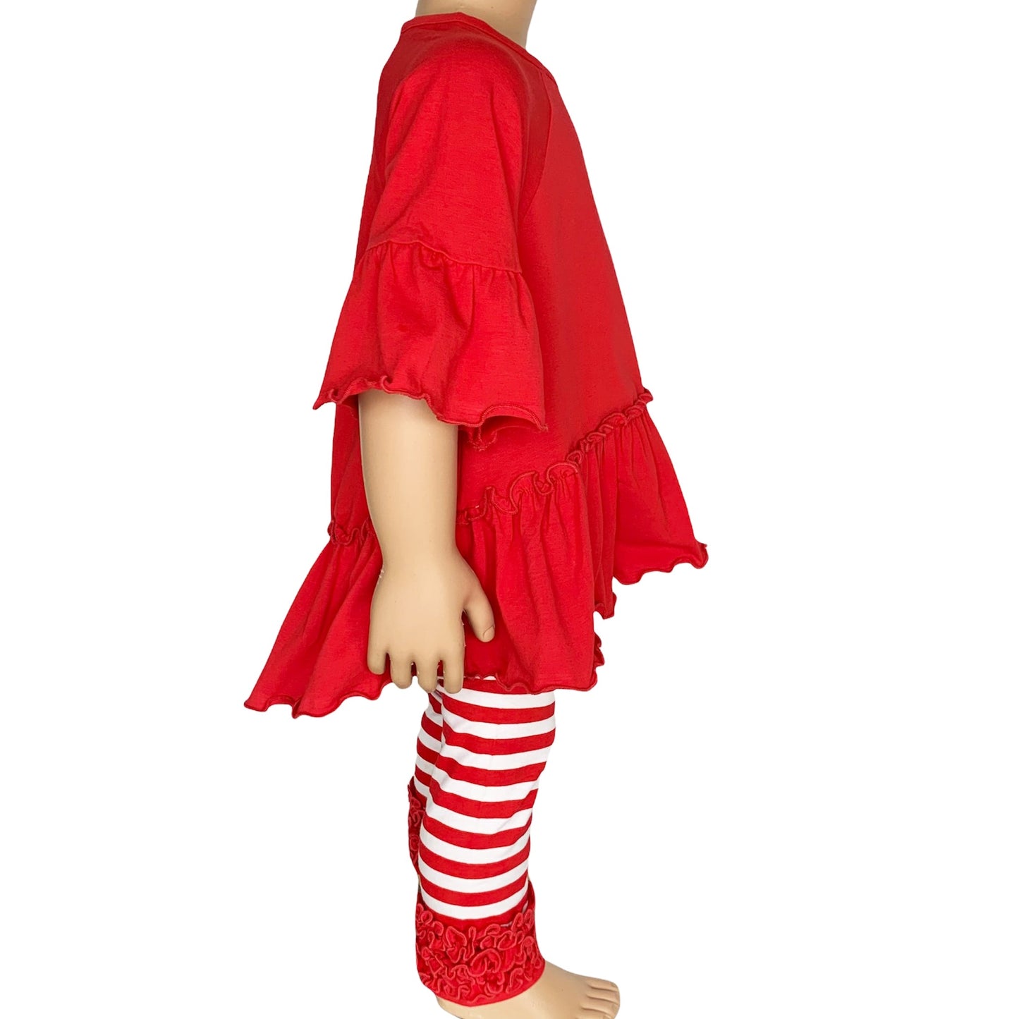 AnnLoren Baby Toddler Big Girls Boutique Red Ruffle Butt Leggings