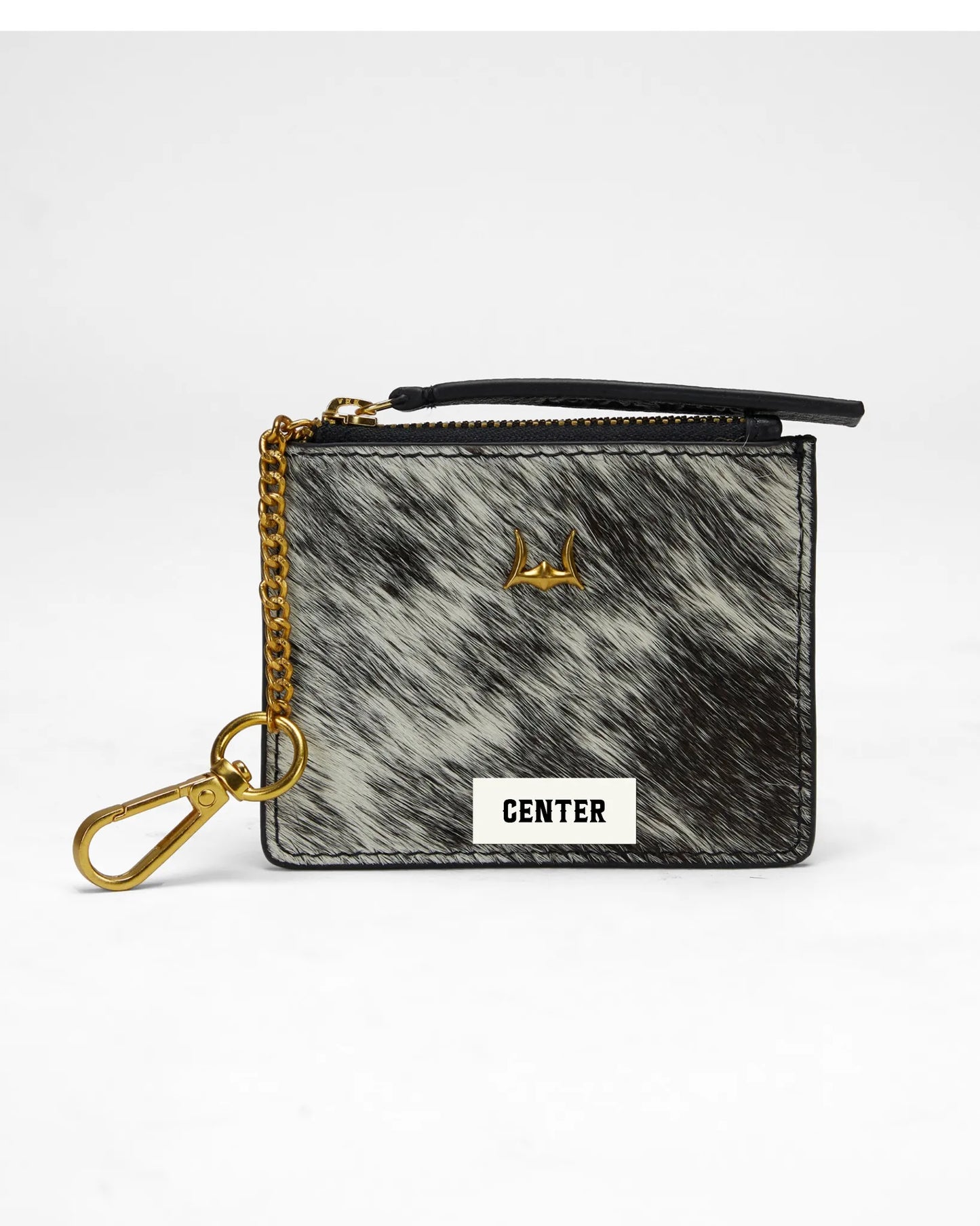 Loyal West SOPHIA CREDIT CARD HOLDER IN BLACK & WHITE COWHIDE