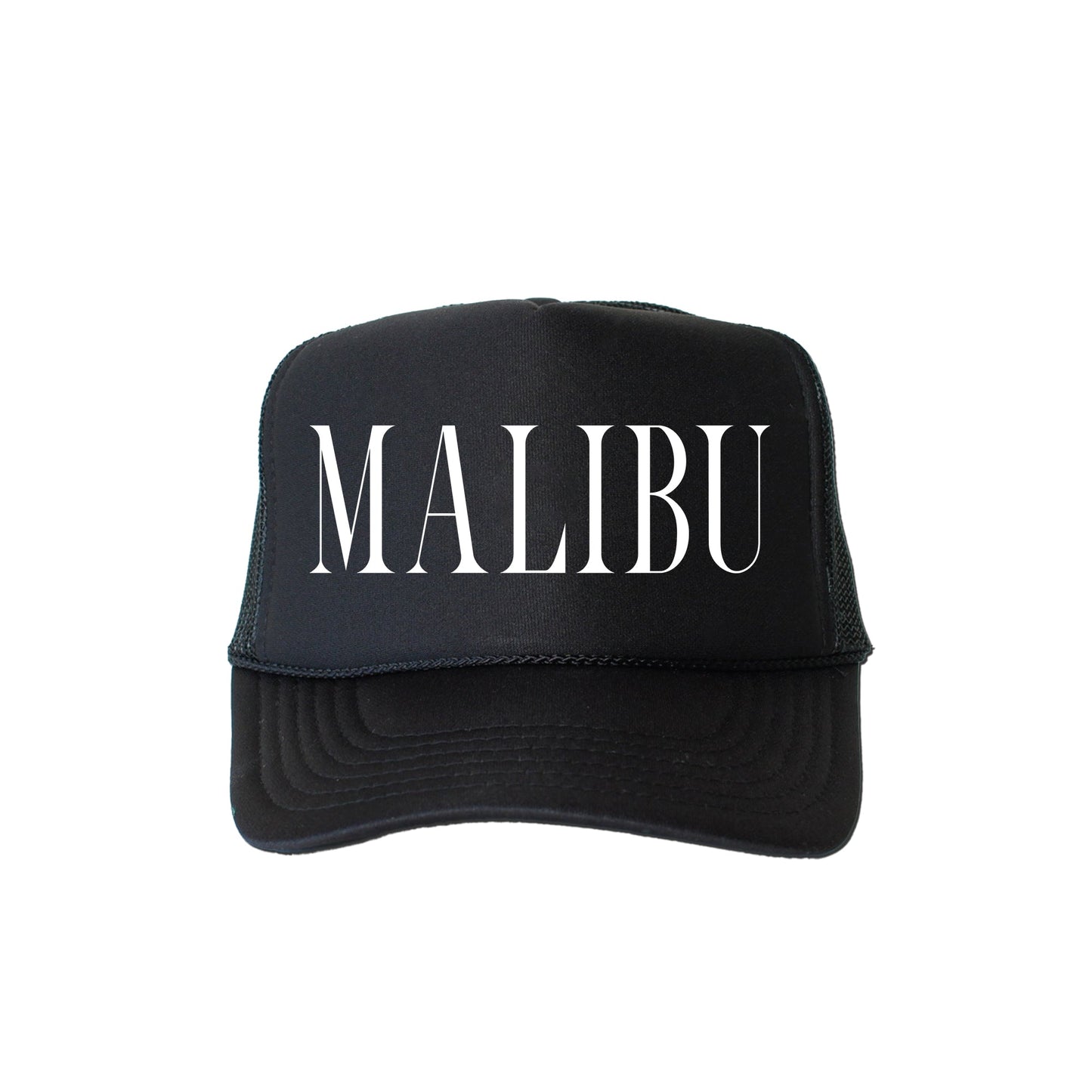 Malibu, Sassy, Funny, Black Snapback Trucker Hat