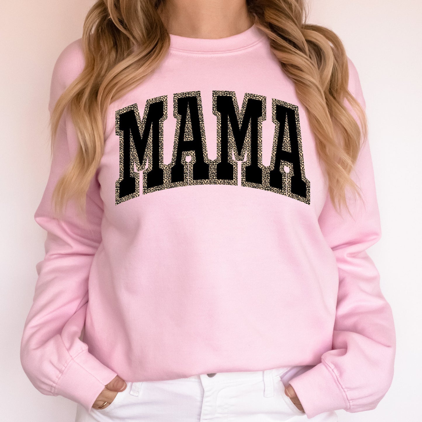Mama, Black Leopard Print, Retro, Vintage, Varsity, Mother's Day Sweatshirt