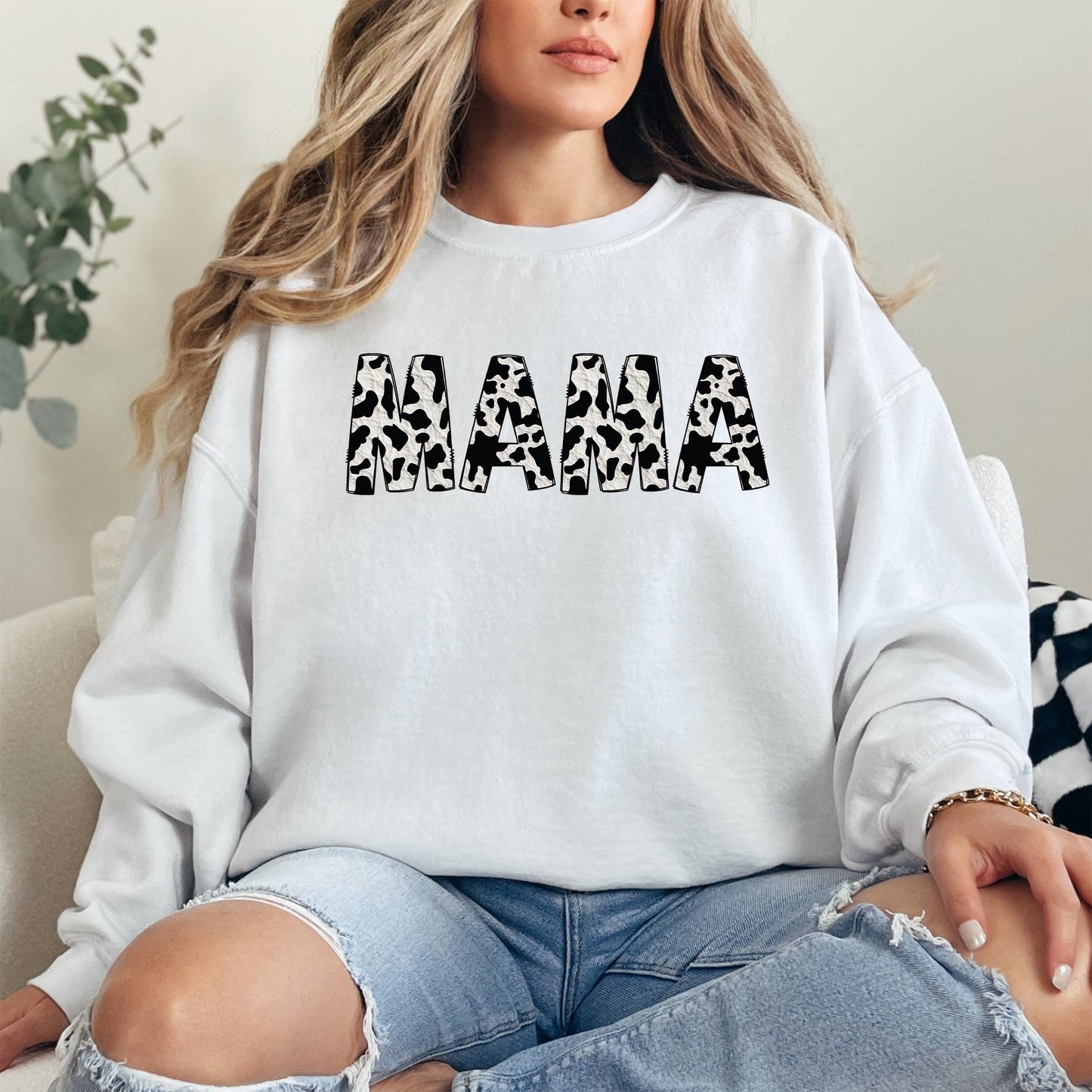 Mama, Cow Print, Classic, Animal Print, Mother's Day Sweatshirt