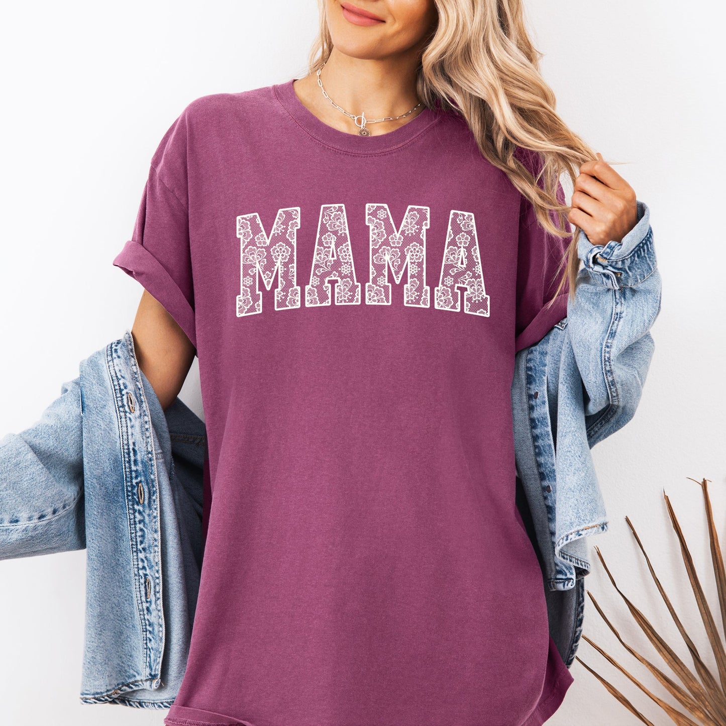Mama, Faux Lace, Coquette, Varsity, Mother's Day Tshirt Comfort Colors T-Shirt