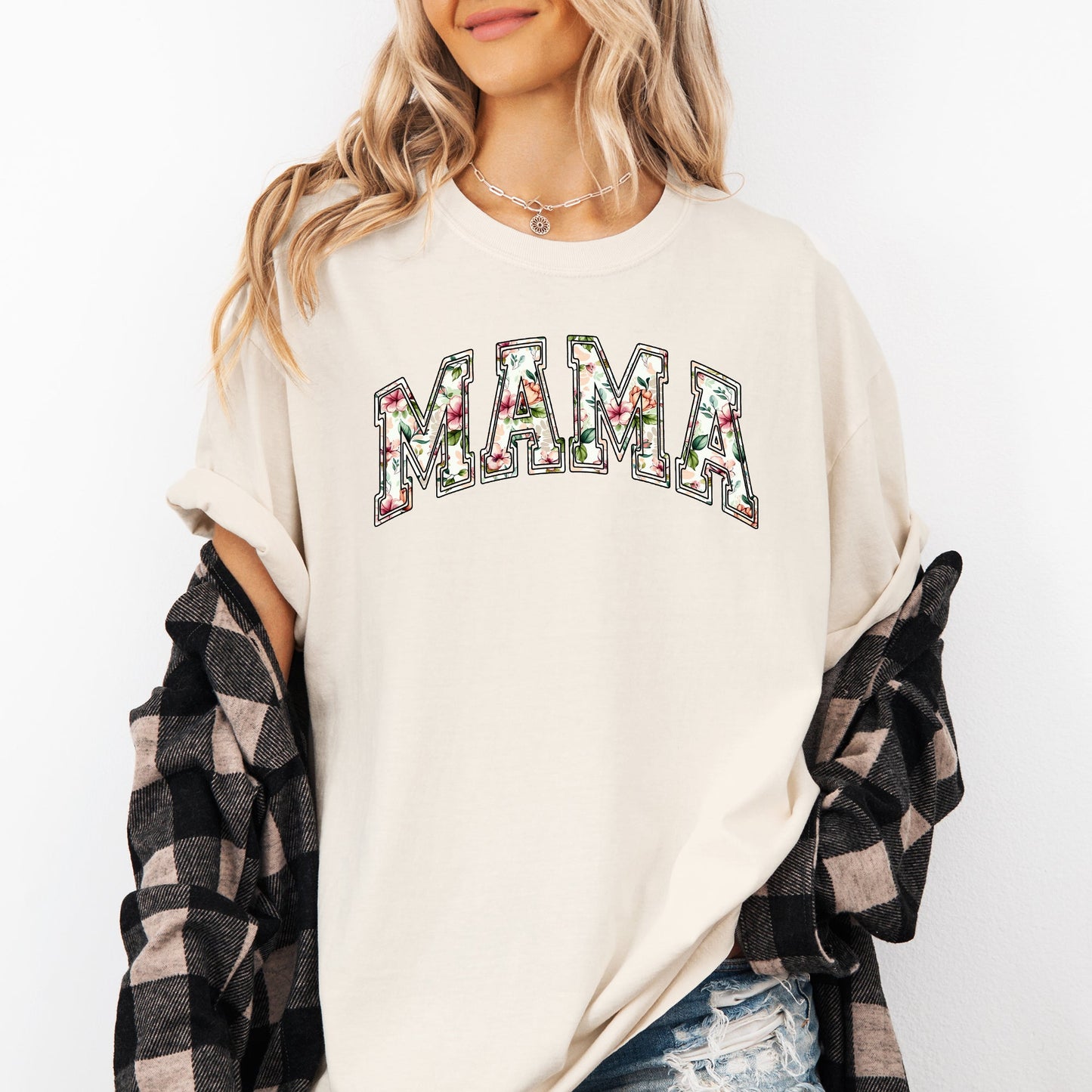 Mama, Floral, Chinoiserie, Coquette, Varsity, Mother's Day Tshirt Comfort Colors T-Shirt
