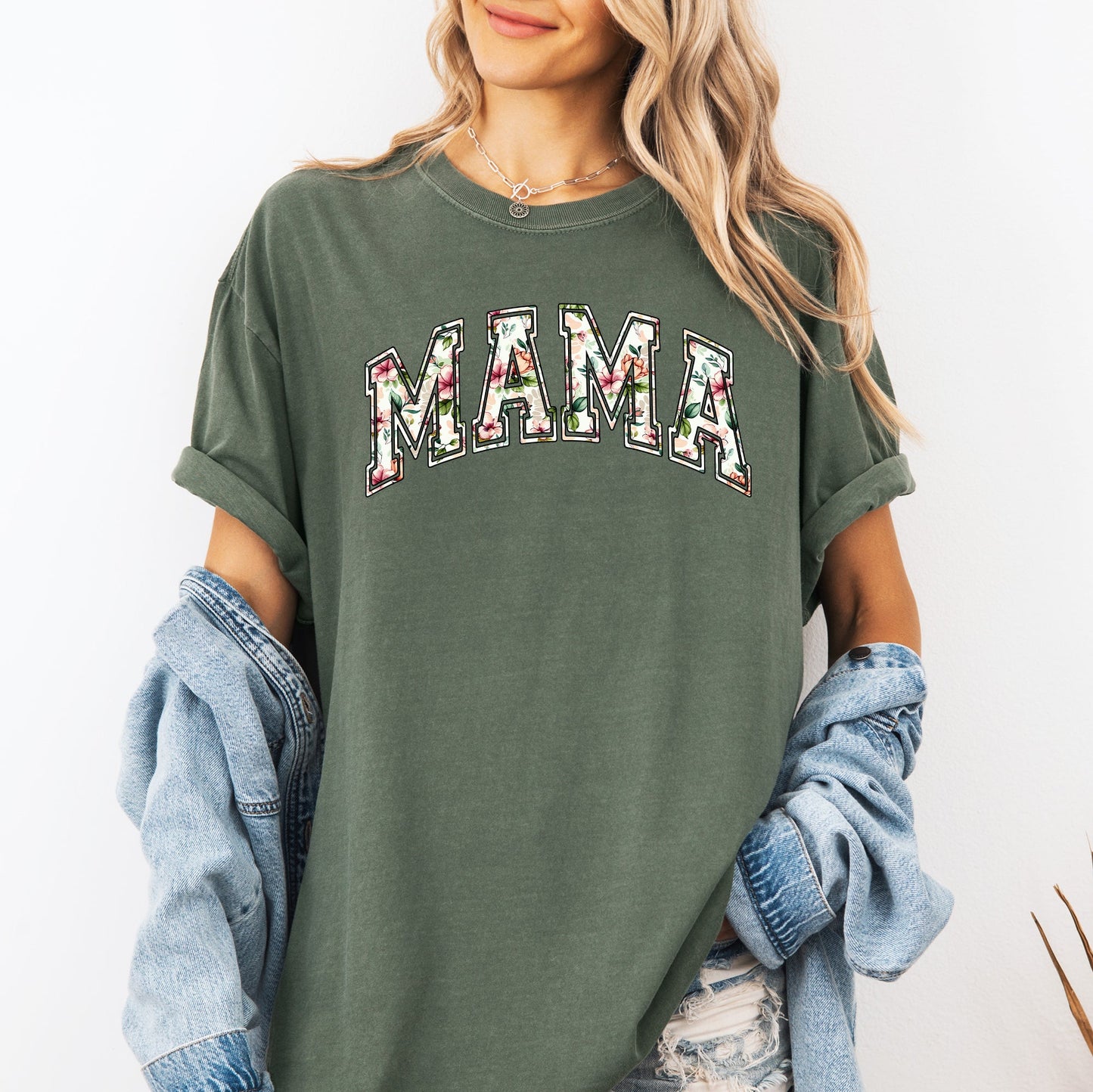 Mama, Floral, Chinoiserie, Coquette, Varsity, Mother's Day Tshirt Comfort Colors T-Shirt
