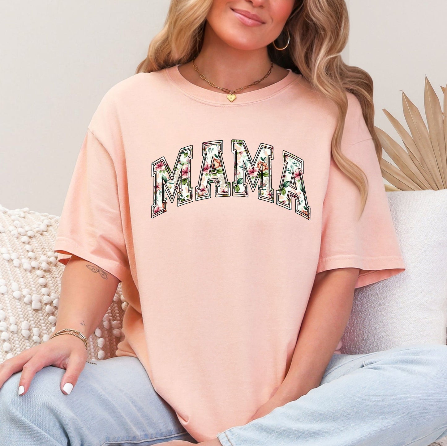 Mama, Floral, Chinoiserie, Coquette, Varsity, Mother's Day Tshirt Comfort Colors T-Shirt