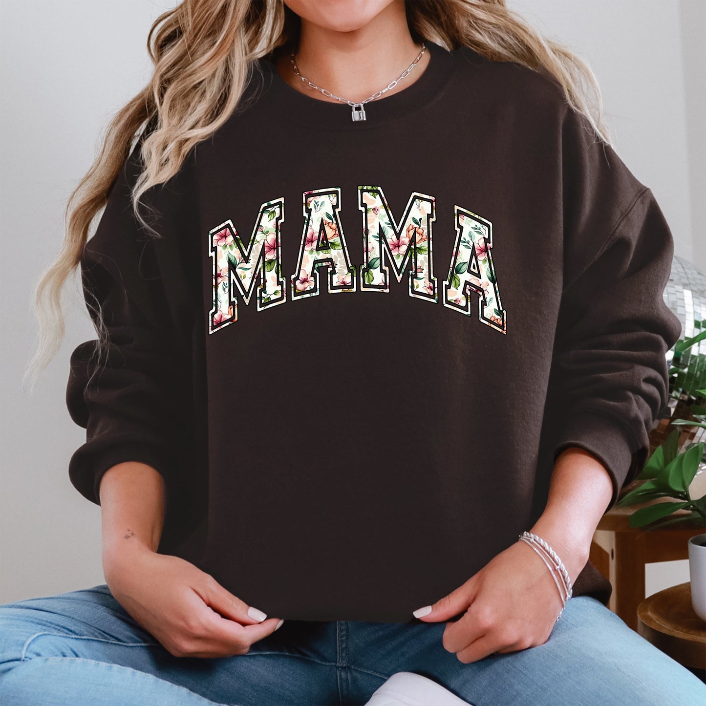 Mama, Floral, Chinoiserie, Coquette, Varsity, Mother's Day Sweatshirt