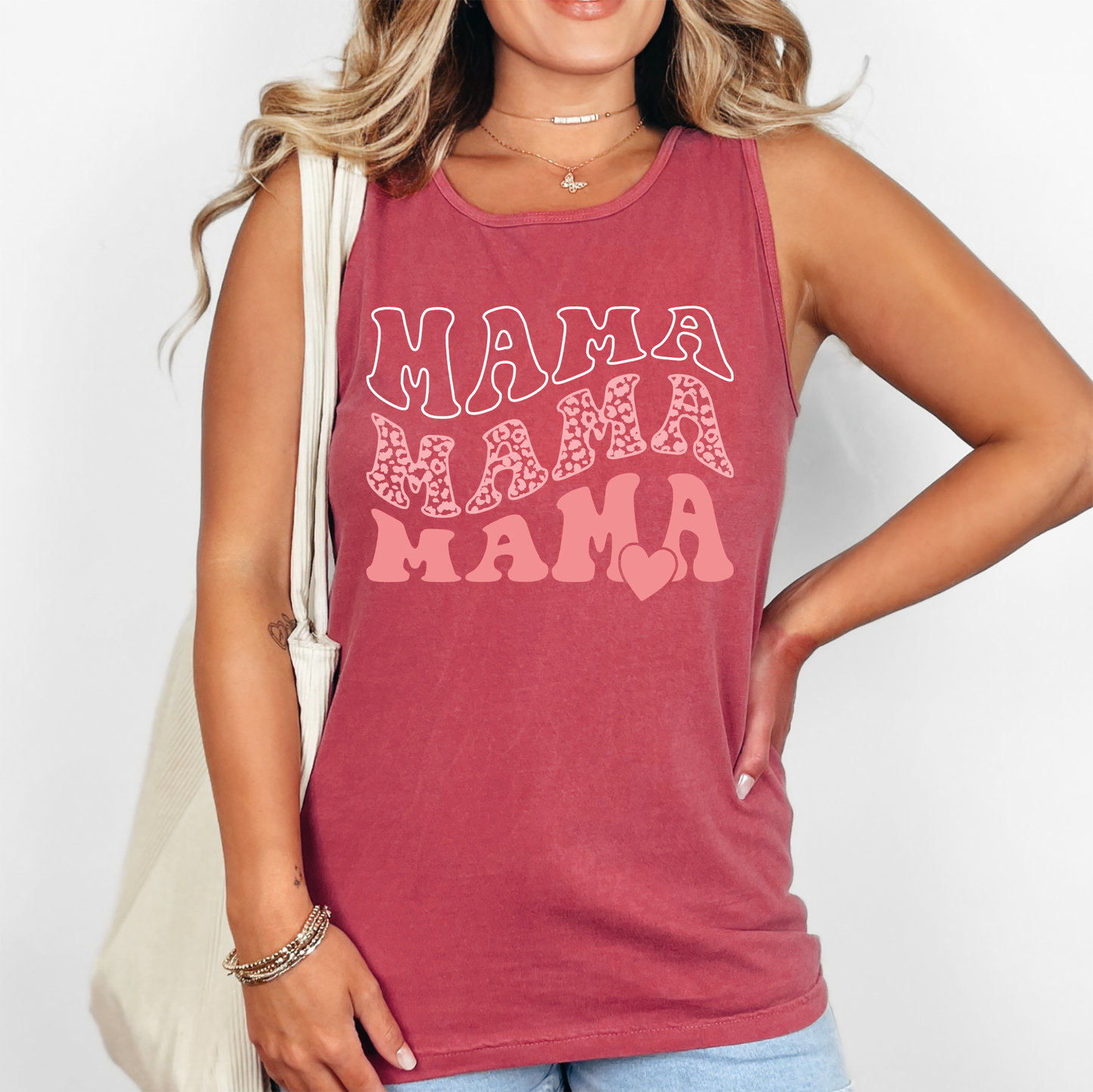 Mama, Leopard Heart, Beautiful, Original Designer Comfort Colors Tank Top