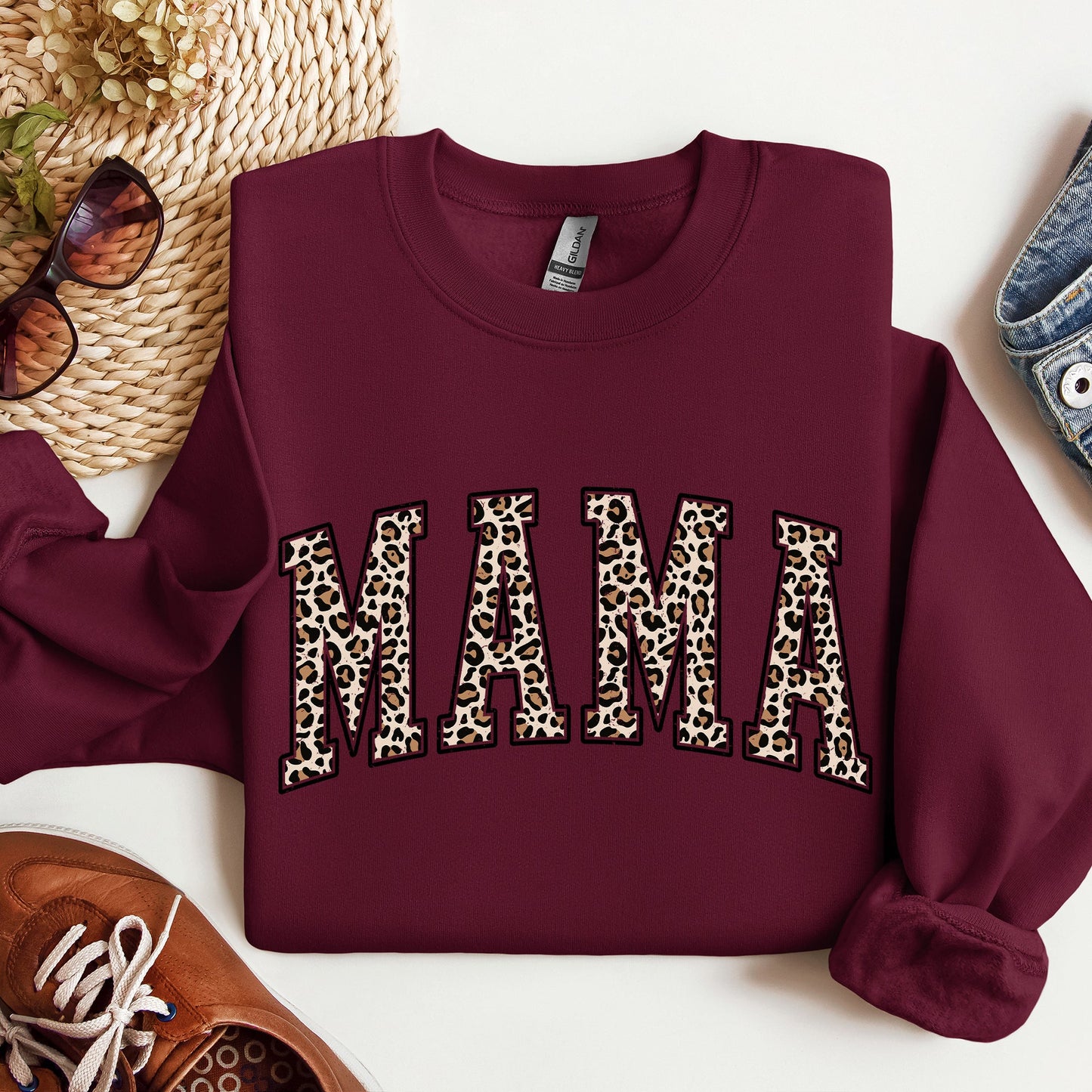 Mama, Leopard Print Sweatshirt