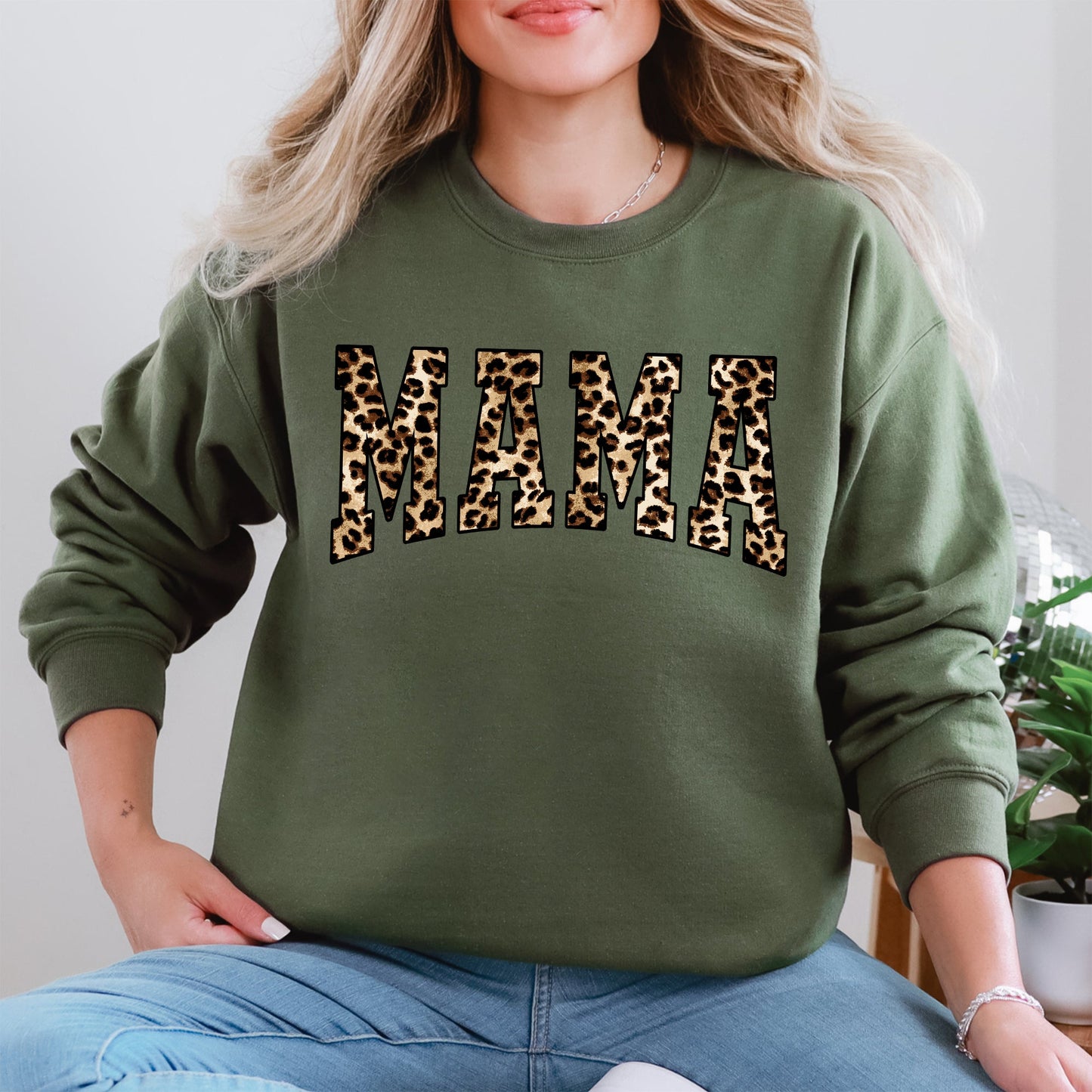Mama, Leopard Print, Retro, Animal Print, Mother's Day Sweatshirt