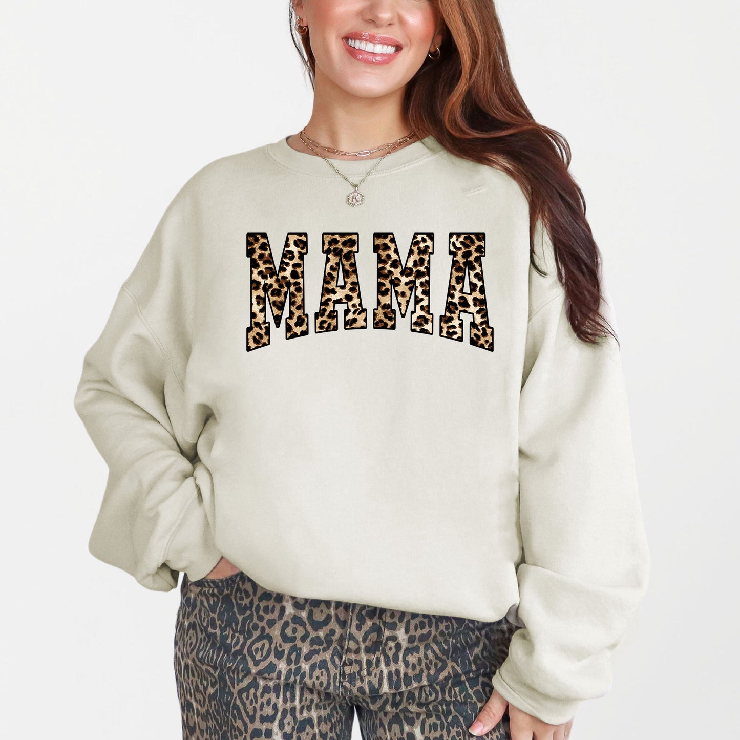 Mama, Leopard Print, Retro, Animal Print, Mother's Day Sweatshirt
