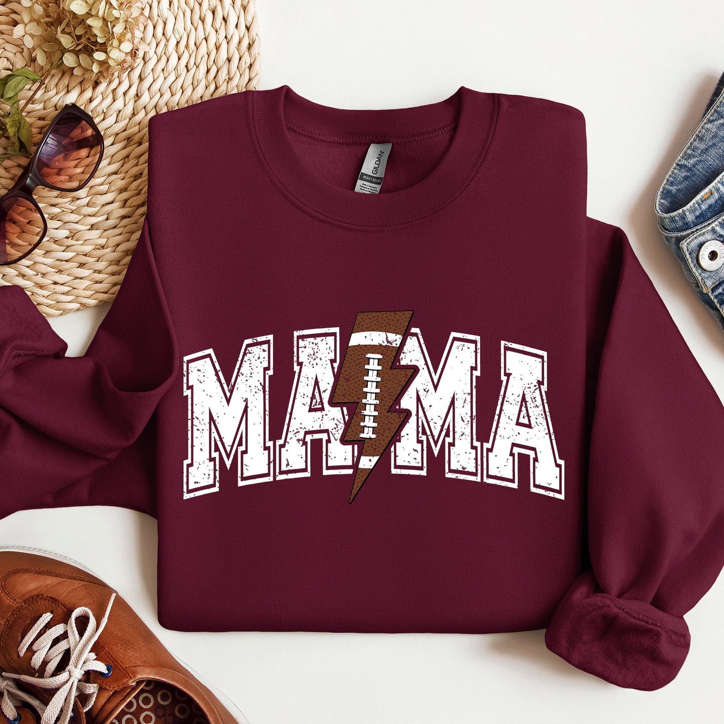 Mama, Lightening Bolt, Football, Sports, Game Day, Big Game, Touchdown, Tailgate Party Sweatshirt