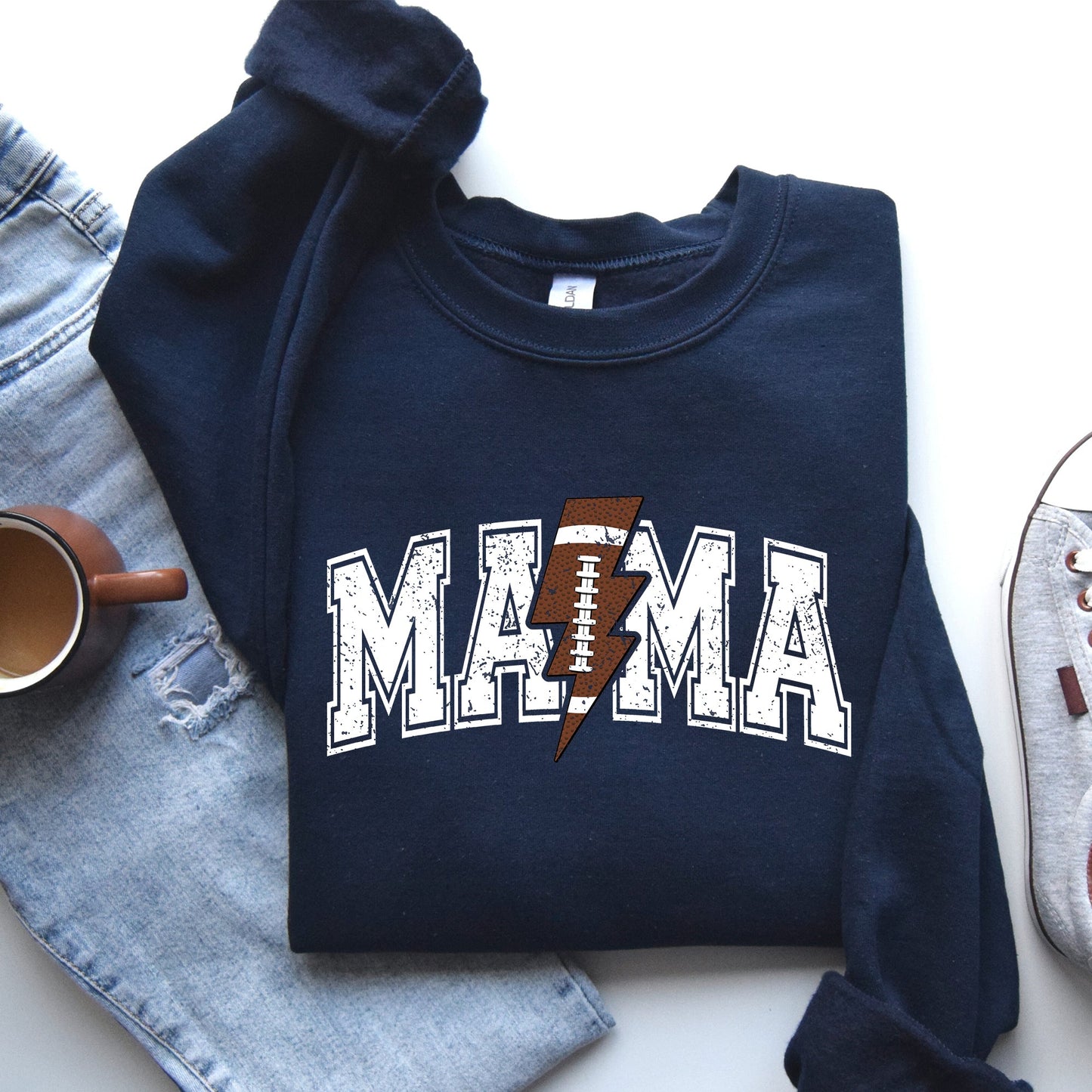 Mama, Lightening Bolt, Football, Sports, Game Day, Big Game, Touchdown, Tailgate Party Sweatshirt