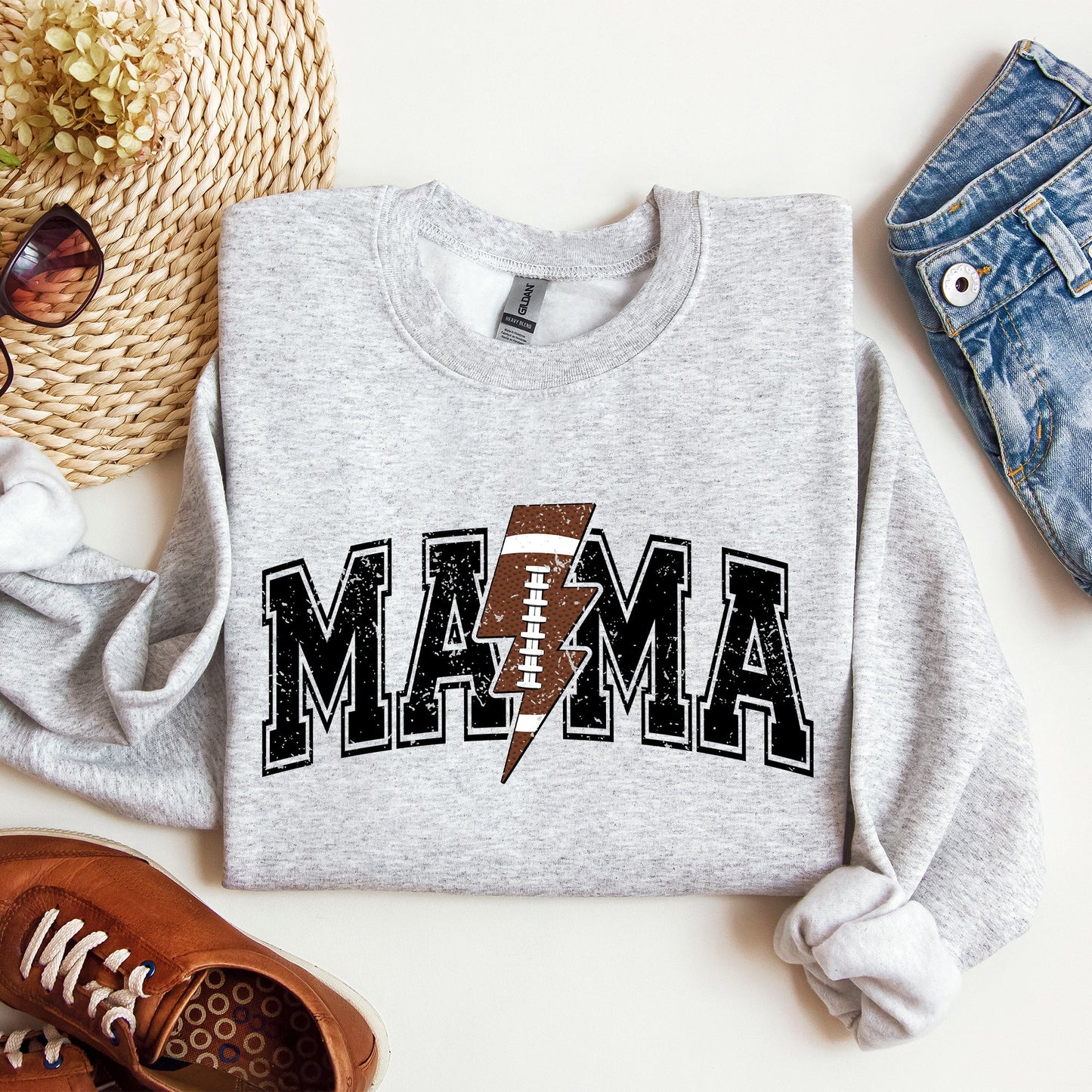 Mama, Lightening Bolt, Football, Sports, Game Day, Big Game, Touchdown, Tailgate Party Sweatshirt