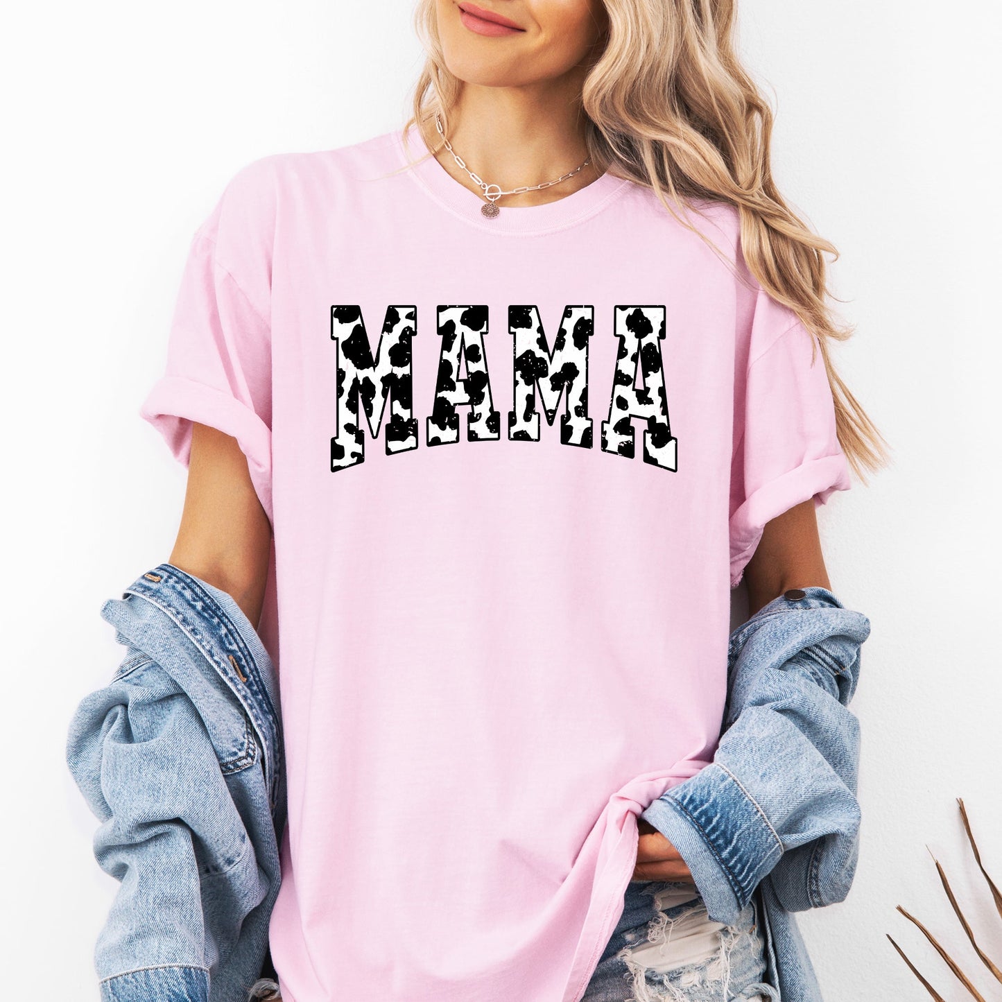 Mama, Retro Cow Print, Varsity, Mother's Day Tshirt Comfort Colors T-Shirt