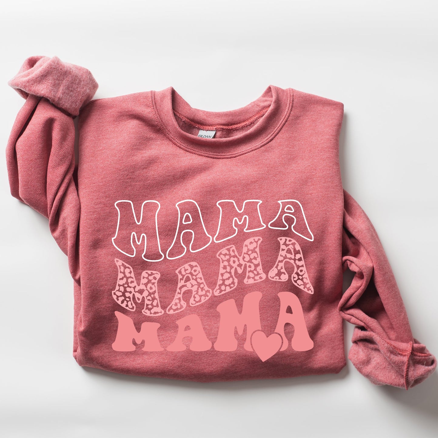 Mama, Leopard, Heart, Mom, Mother's Day Gift Sweatshirt