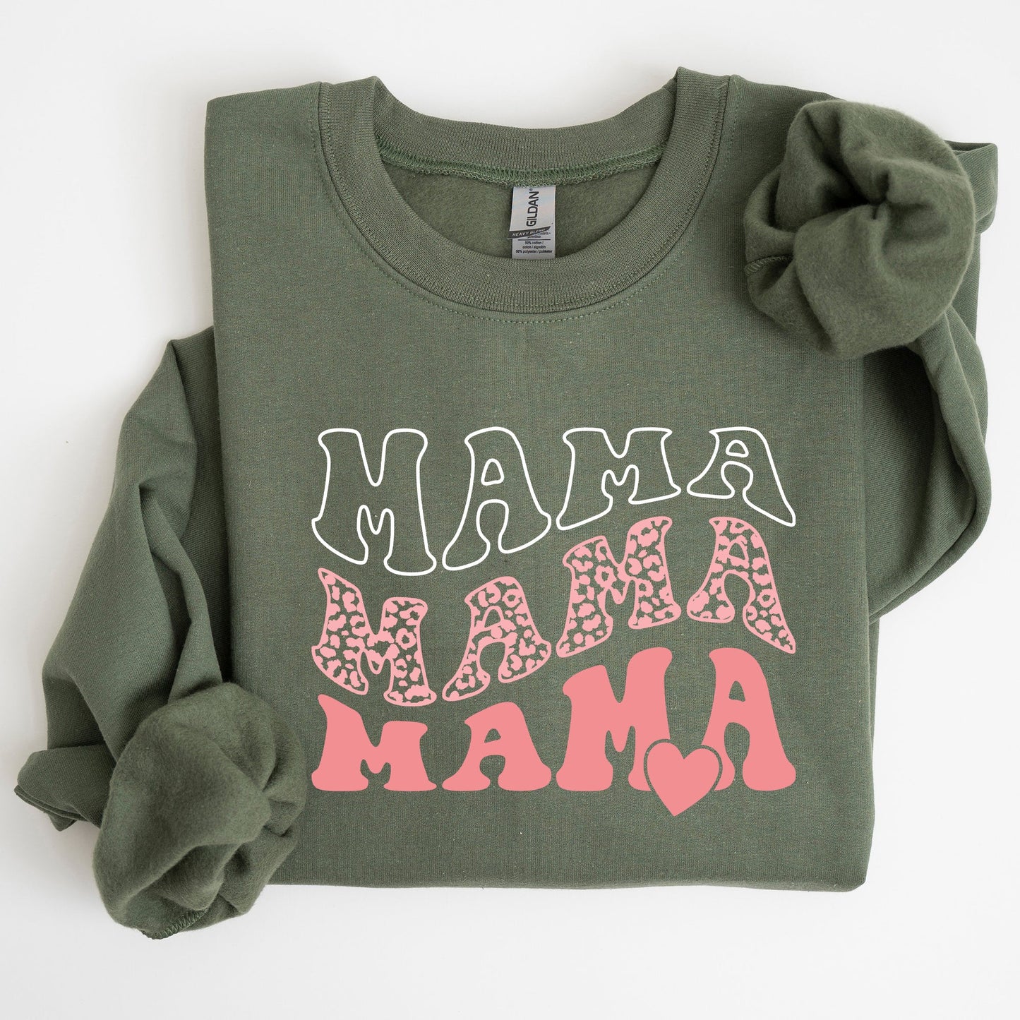 Mama, Leopard, Heart, Mom, Mother's Day Gift Sweatshirt