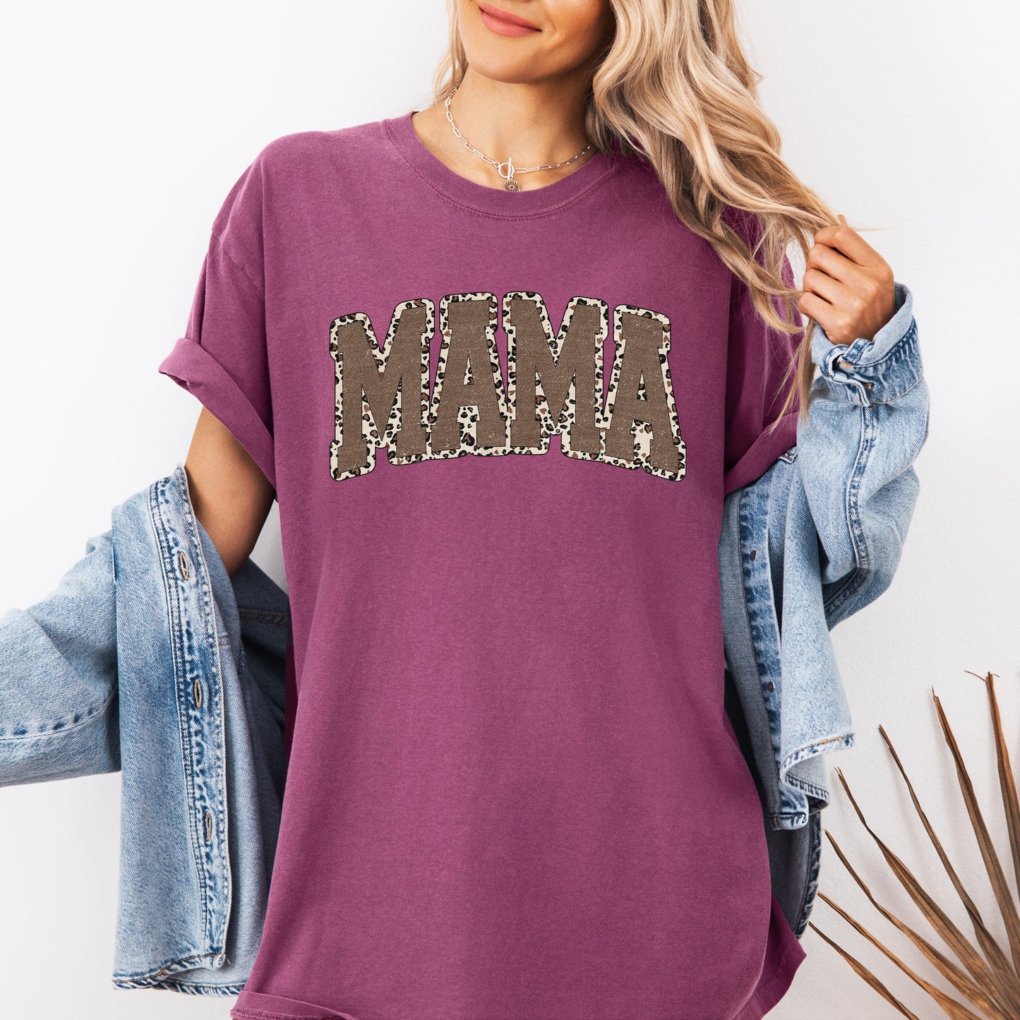 Mama, Textured Leopard Print, Mother's Day, Retro, Varsity Tshirt Comfort Colors T-Shirt