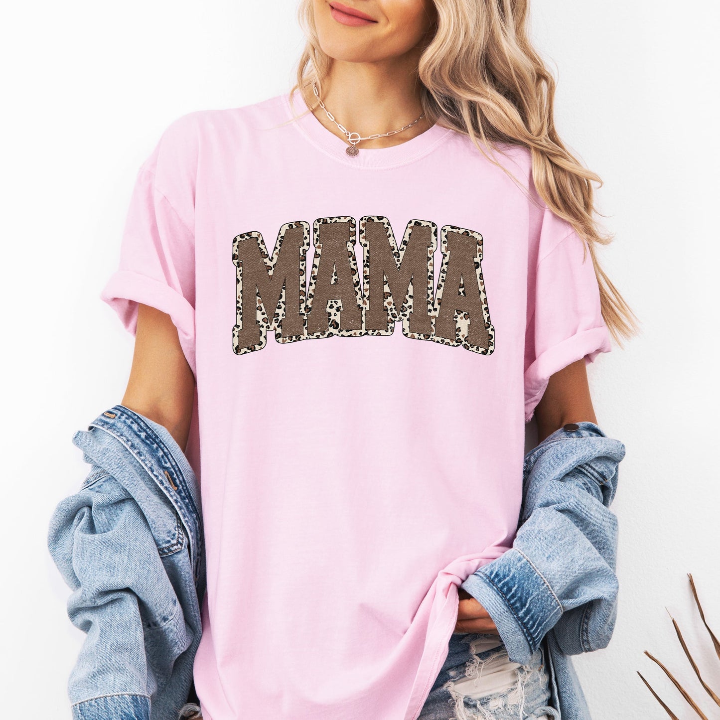 Mama, Textured Leopard Print, Mother's Day, Retro, Varsity Tshirt Comfort Colors T-Shirt