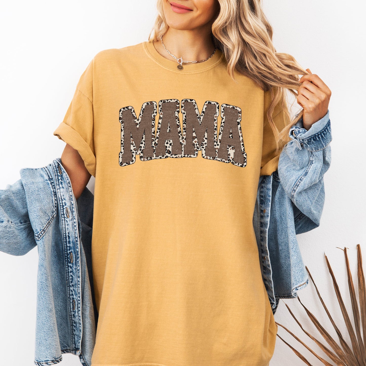 Mama, Textured Leopard Print, Mother's Day, Retro, Varsity Tshirt Comfort Colors T-Shirt