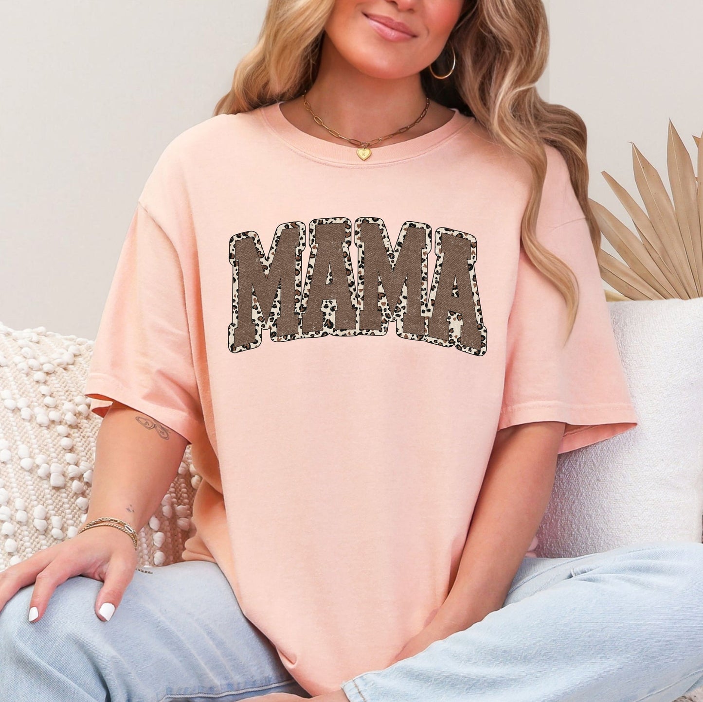 Mama, Textured Leopard Print, Mother's Day, Retro, Varsity Tshirt Comfort Colors T-Shirt