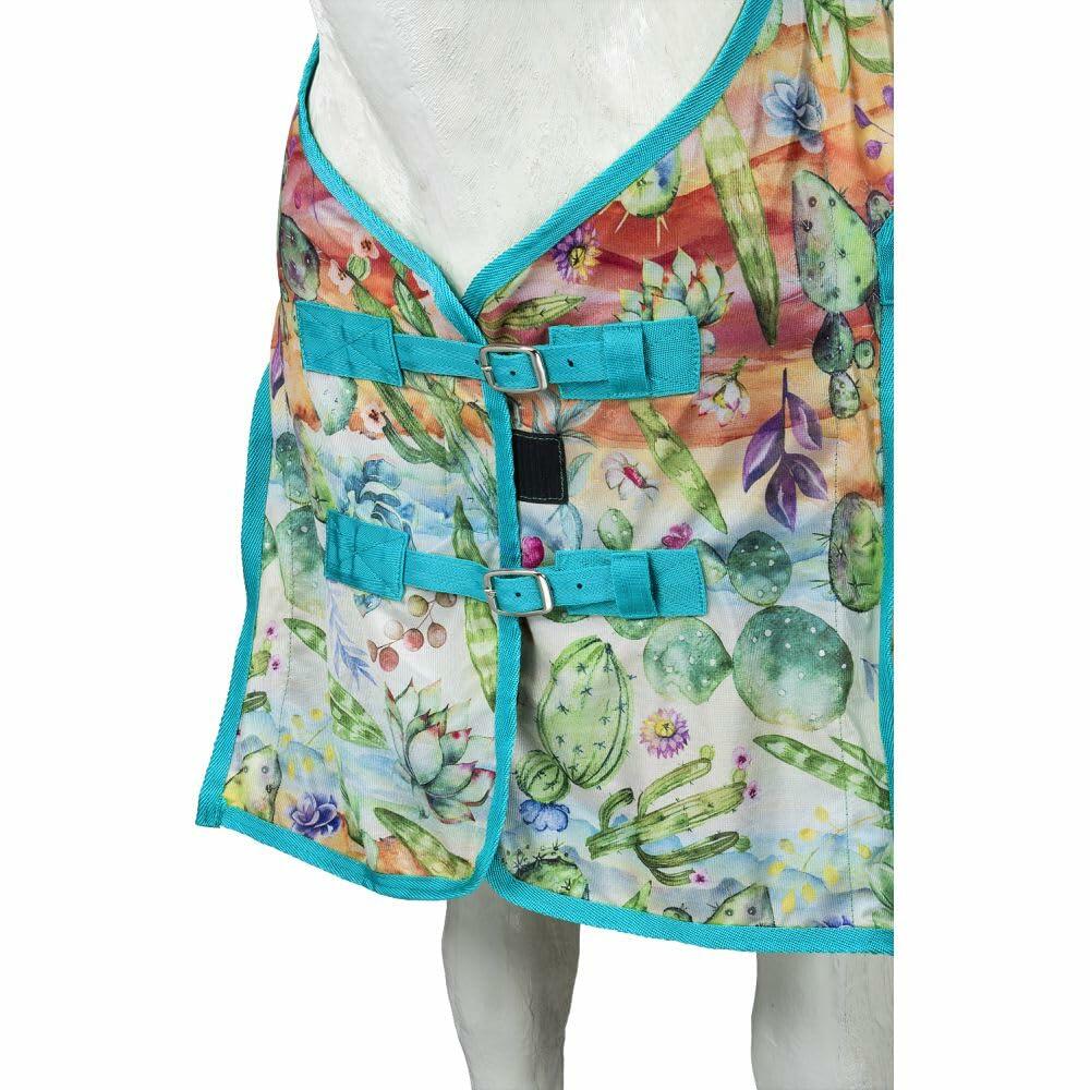 Tough1 Pony Poly Mesh Summer Sheet – Cactus Print – Lightweight Insect & Sun Protection for Ponies