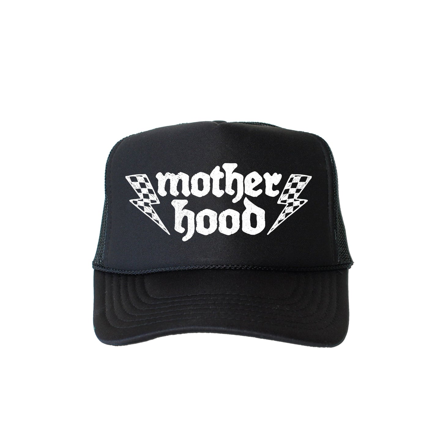 Mother Hood, Lightning Bolt, Sassy, Funny, Black Snapback Trucker Hat