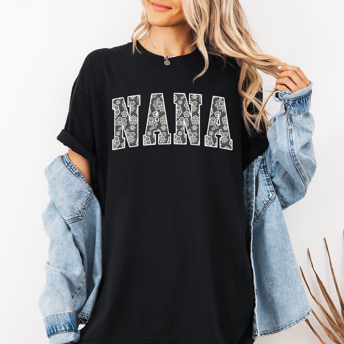 Nana, Faux Lace, Coquette, Varsity, Mother's Day Tshirt Comfort Colors T-Shirt