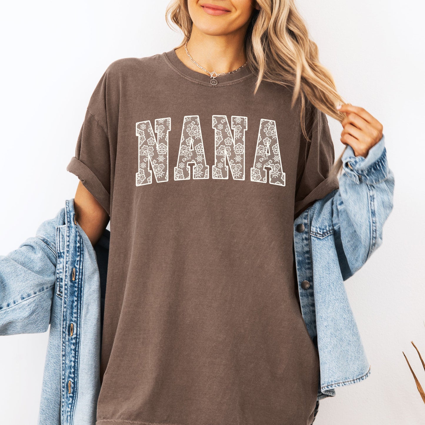 Nana, Faux Lace, Coquette, Varsity, Mother's Day Tshirt Comfort Colors T-Shirt
