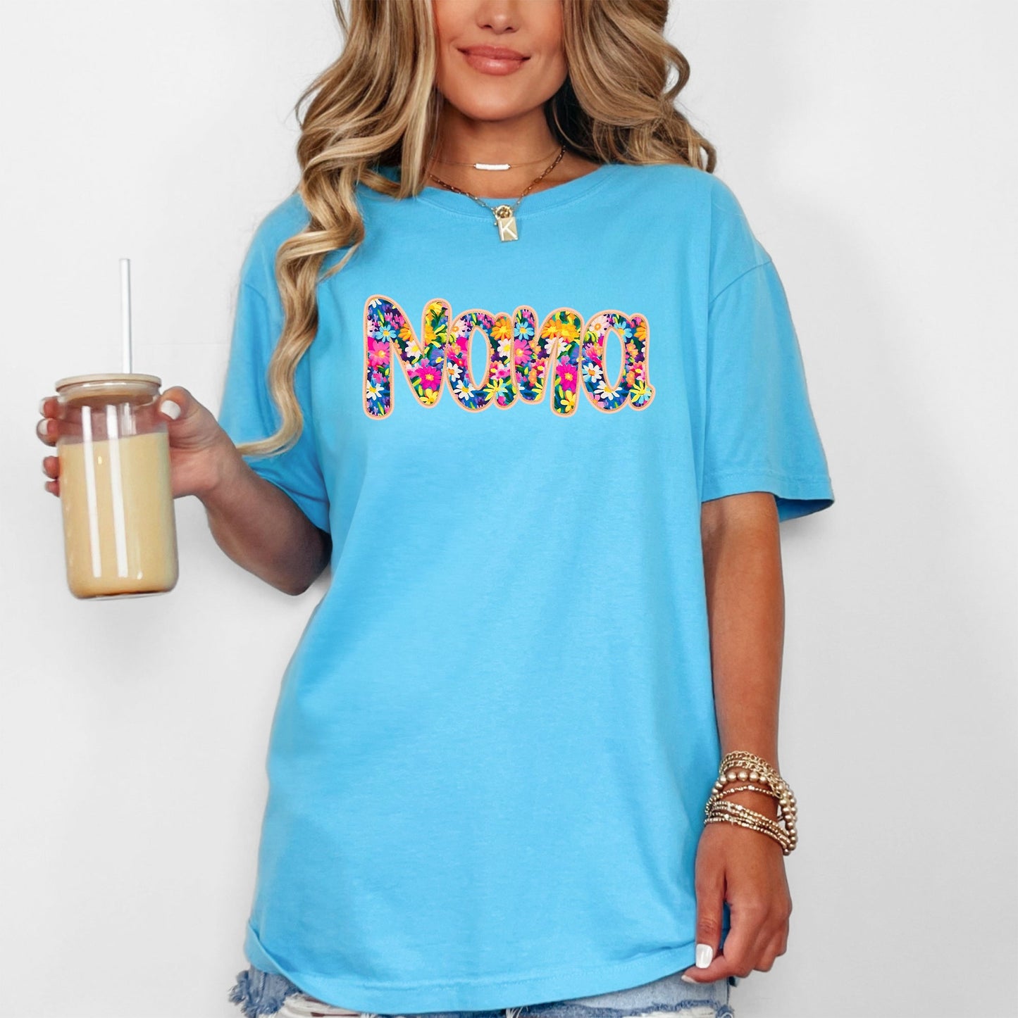 Nana, Floral, Flowers, Mother's Day, Bright, Colorful, Pastels Tshirt Comfort Colors T-Shirt