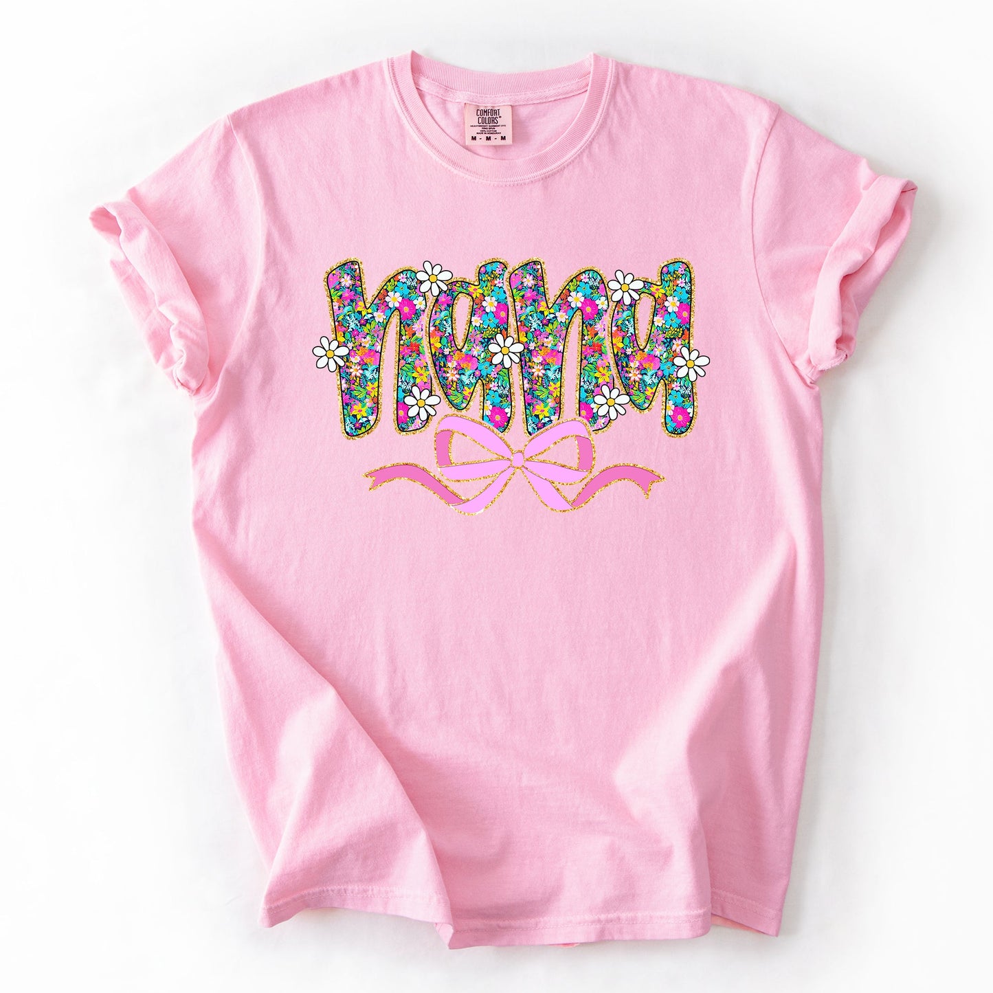 Nana, Mother's Day, Ribbon, Bow, Floral, Flowers, Bright, Colorful, Pastels Tshirt Comfort Colors T-Shirt
