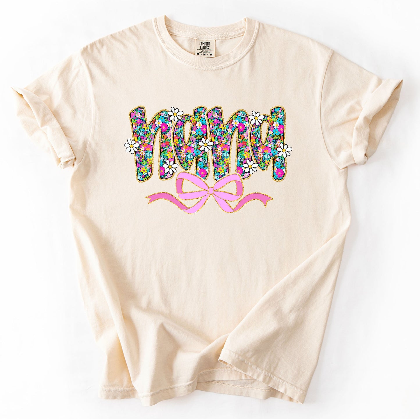 Nana, Mother's Day, Ribbon, Bow, Floral, Flowers, Bright, Colorful, Pastels Tshirt Comfort Colors T-Shirt