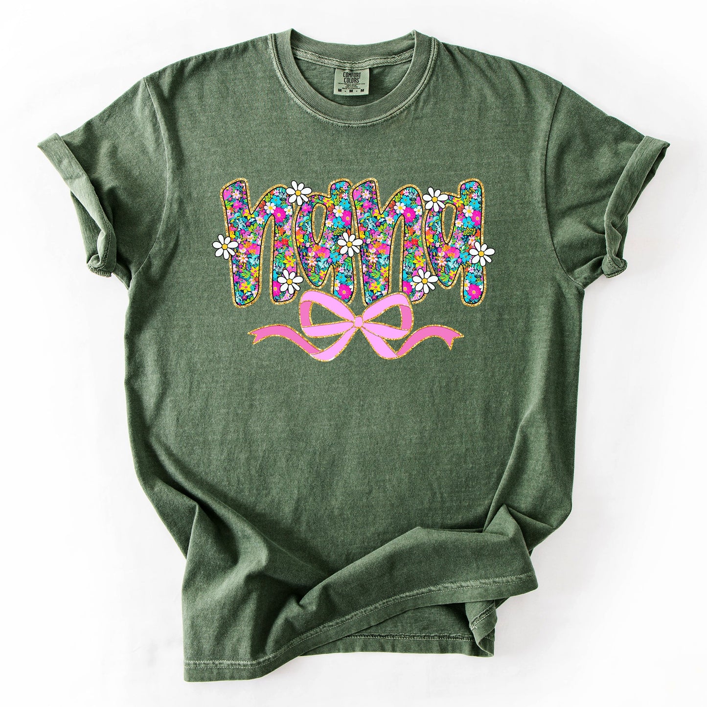 Nana, Mother's Day, Ribbon, Bow, Floral, Flowers, Bright, Colorful, Pastels Tshirt Comfort Colors T-Shirt