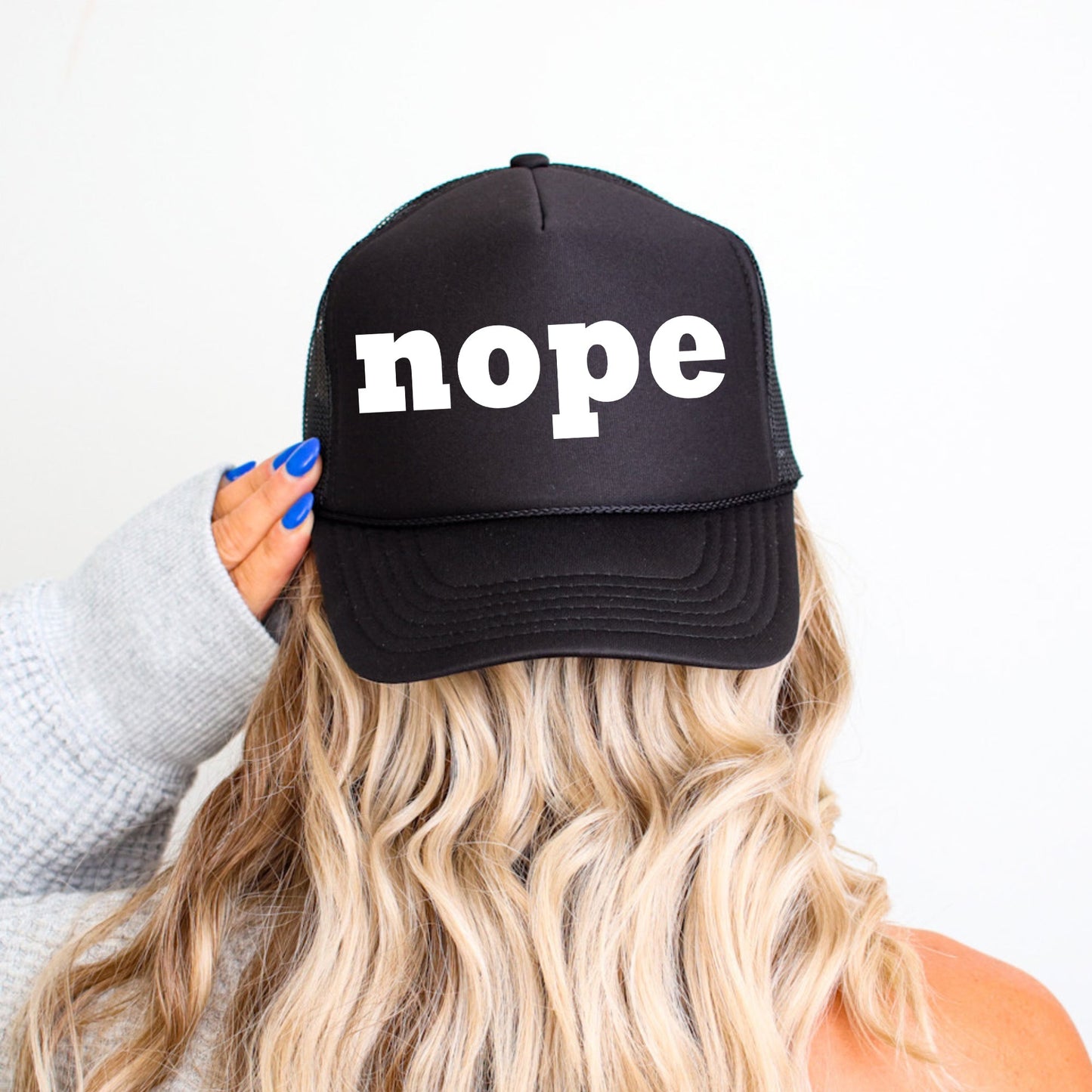 Nope, Sassy, Funny, Black Snapback Trucker Hat