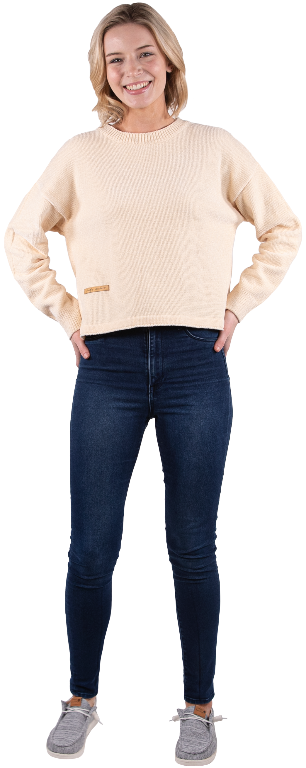 Sweatshirt Chnl Crew - Cream - F22 - Simply Southern