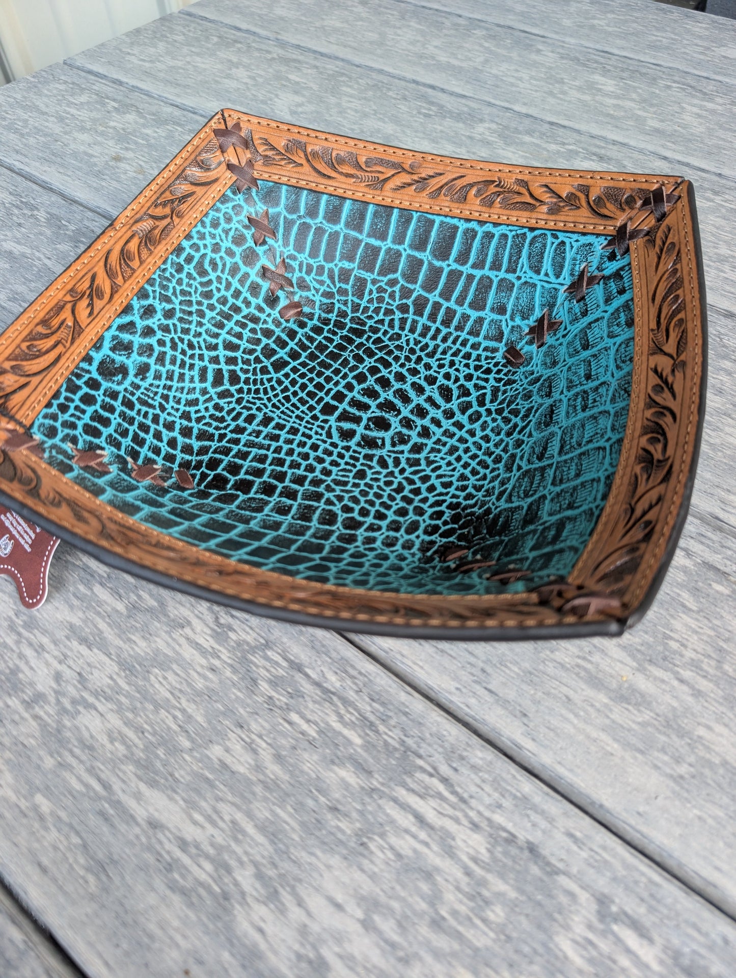 Tooled Leather Decorative Bowl