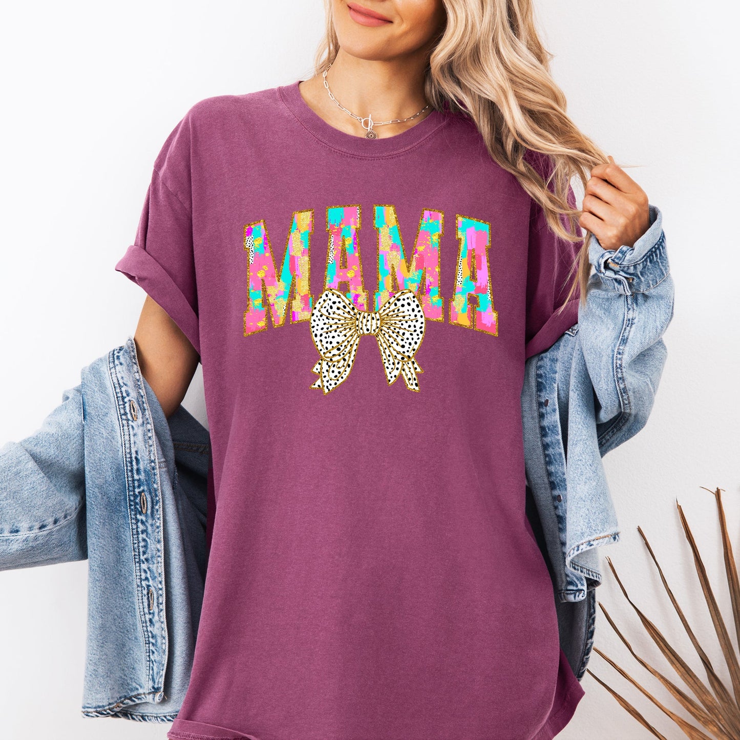 Painted Mama, Dalmatian Print, Bow, Ribbon, Coquette, Mother's Day Tshirt Comfort Colors T-Shirt