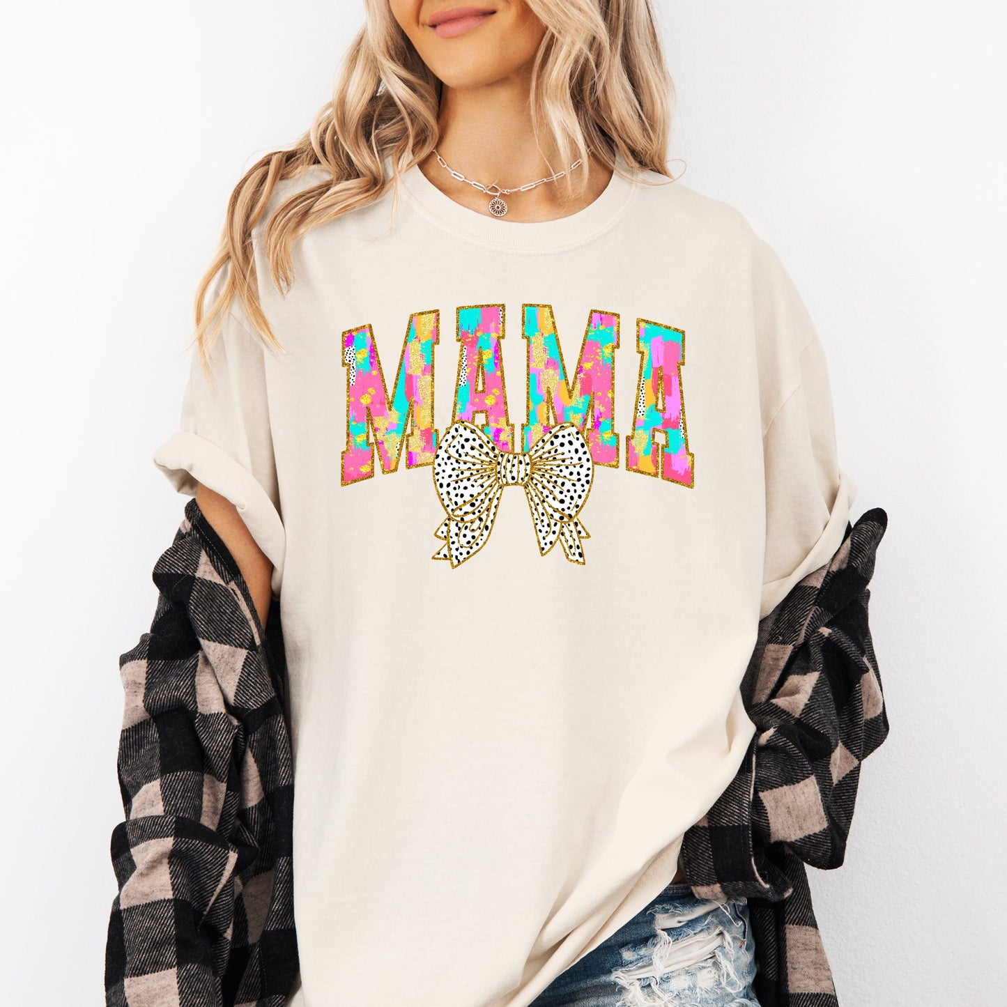 Painted Mama, Dalmatian Print, Bow, Ribbon, Coquette, Mother's Day Tshirt Comfort Colors T-Shirt