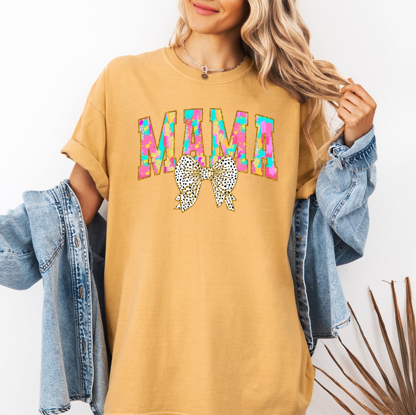 Painted Mama, Dalmatian Print, Bow, Ribbon, Coquette, Mother's Day Tshirt Comfort Colors T-Shirt