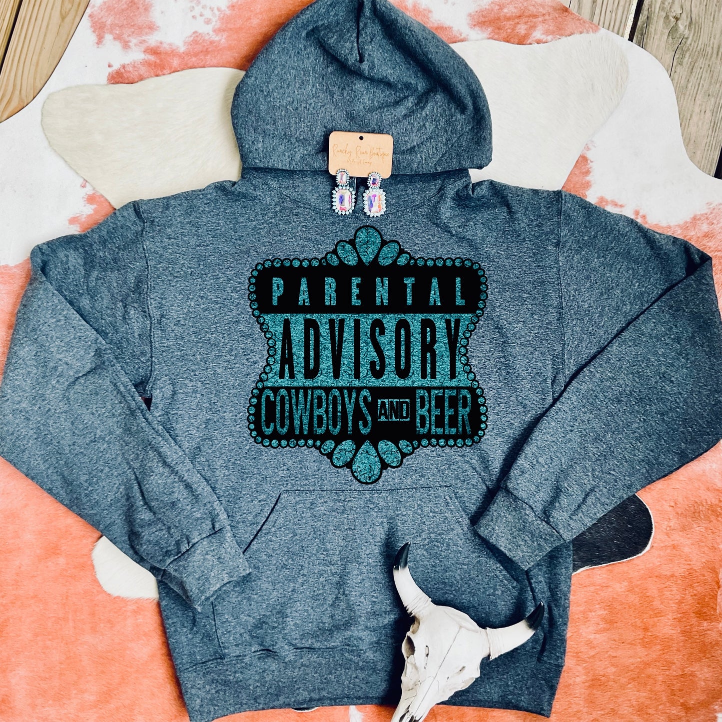 Parental Advisory Cowboys and Beer Western Hoodie