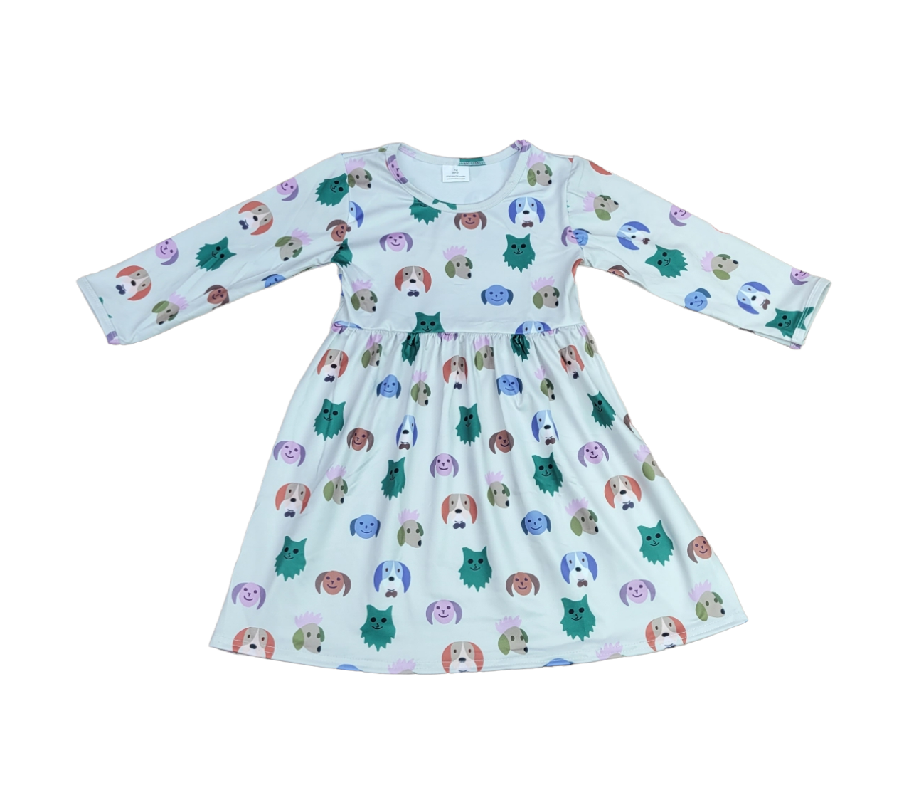 Pups Long Sleeve Milk Silk Dress