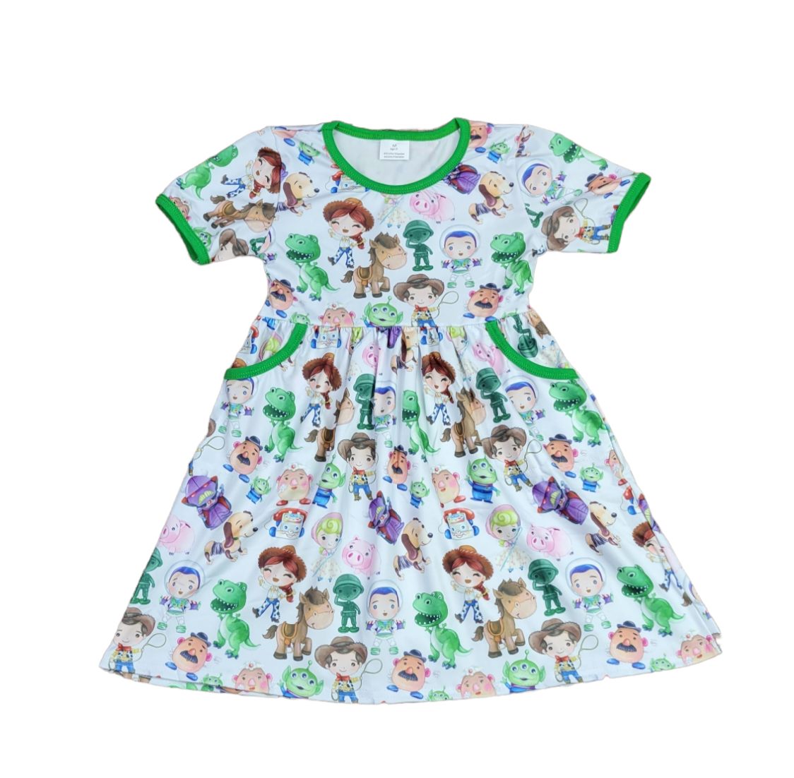 Toy Friends Short Sleeve Pocket Milk Silk Dress