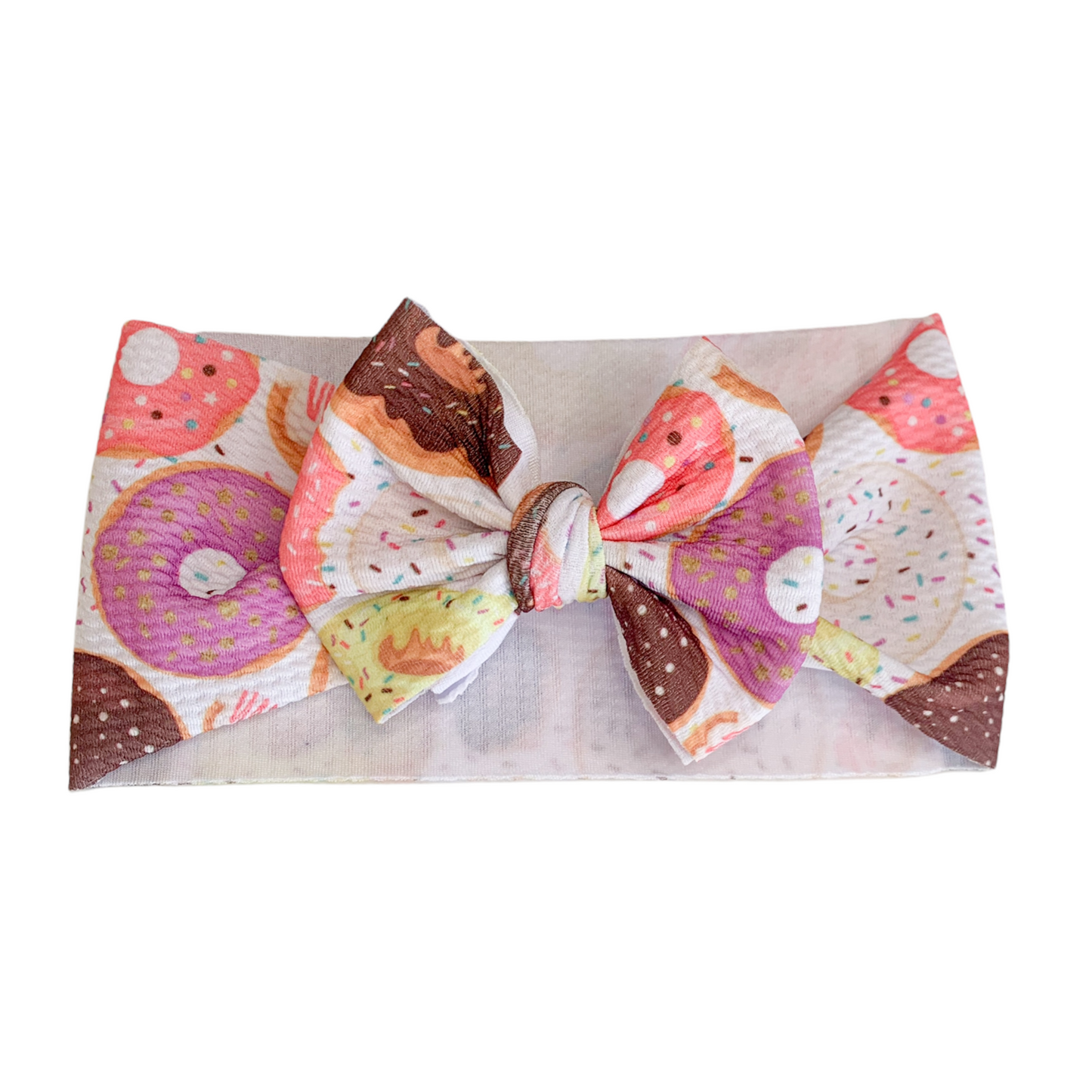 Donuts on white Headwrap Bow